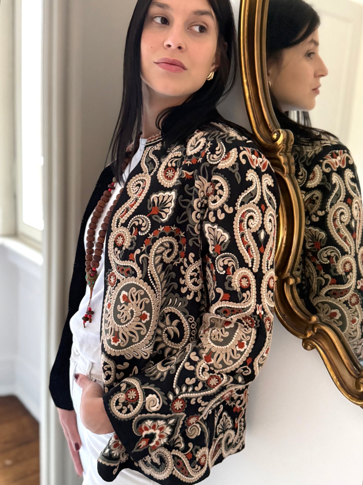Leila Jacket Embroidered -  Black