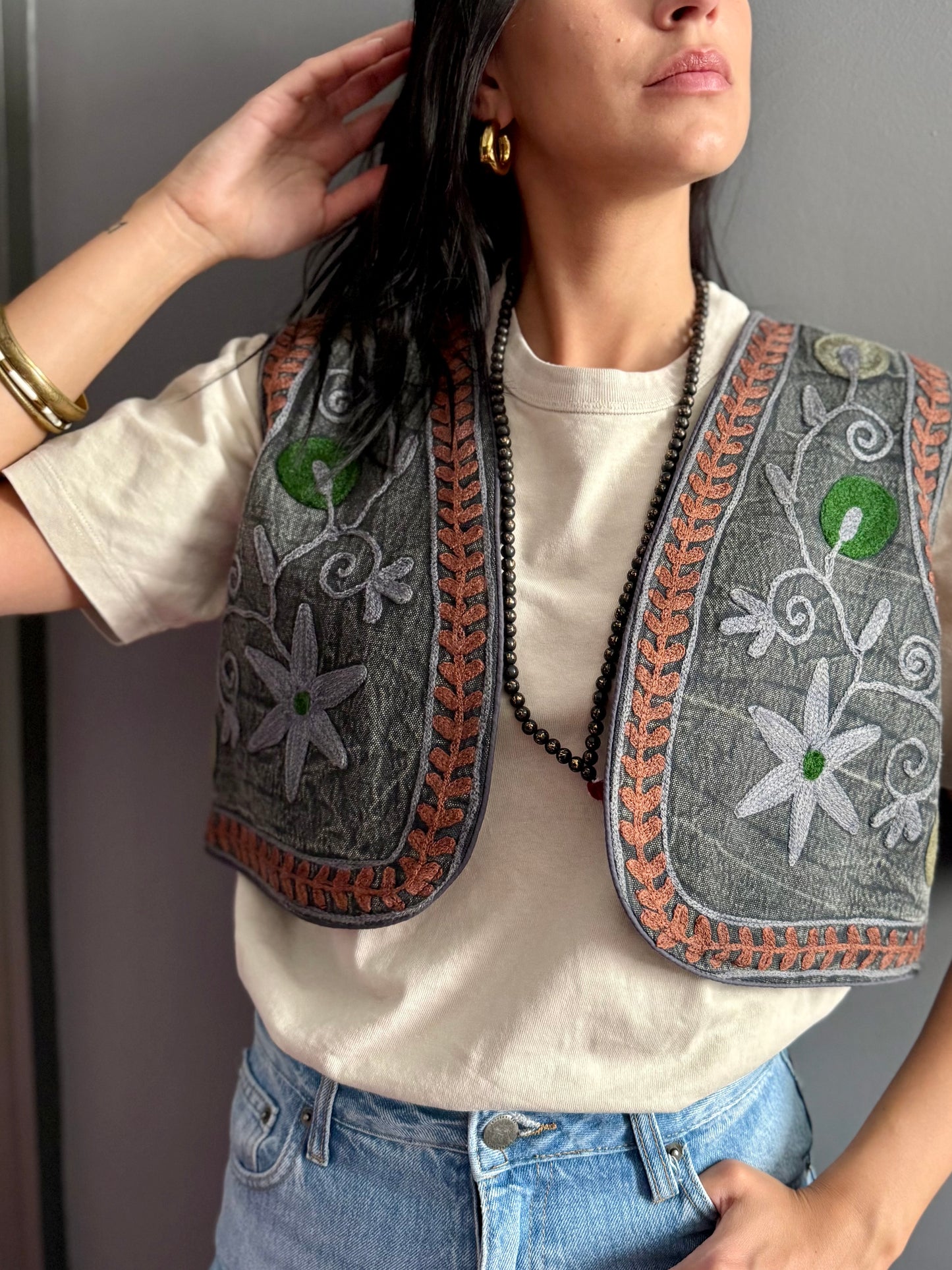 Cotton Boho Embroidered Vest