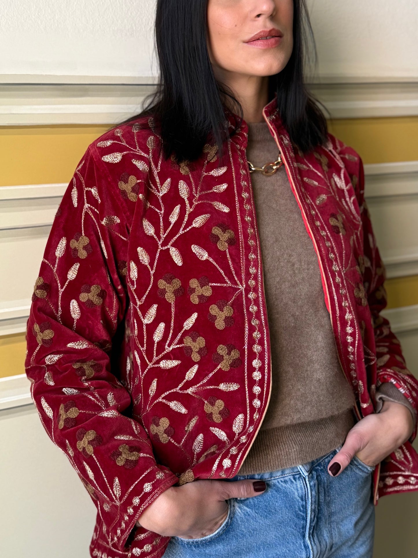 Zari Velvet Jacket - Burgundy