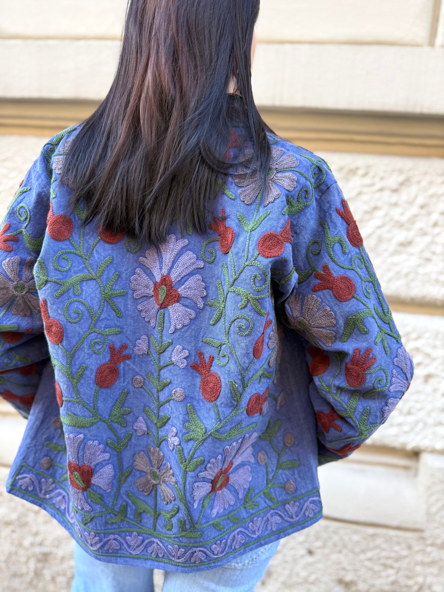 Cotton Stone Washed Suzani Jacket Embroidered