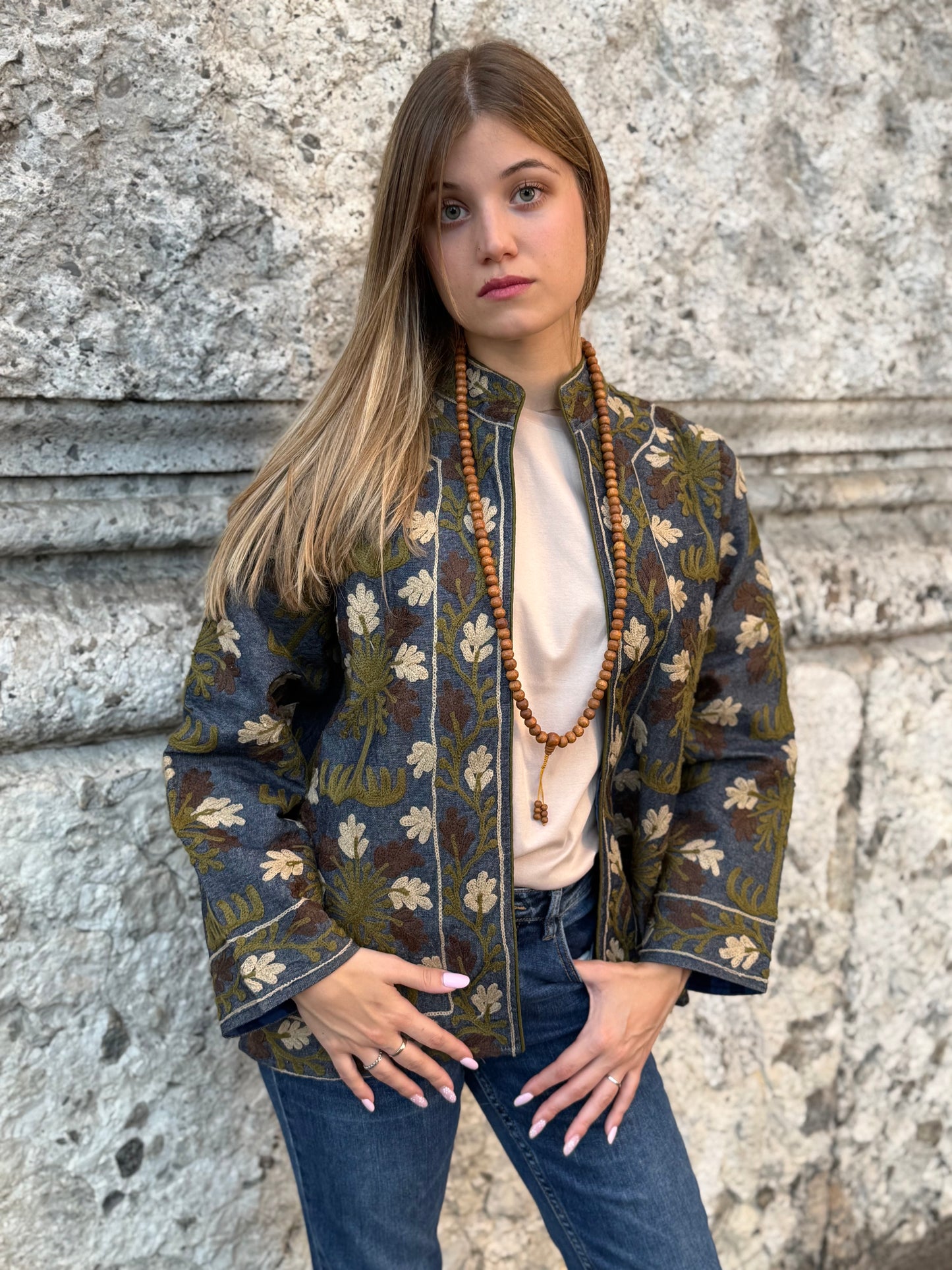 Denim Suzani Jacket Embroidered - limited edition