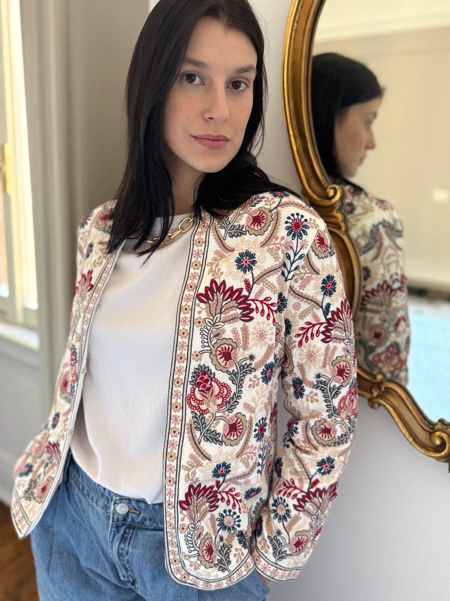 Leila Jacket Embroidered - White