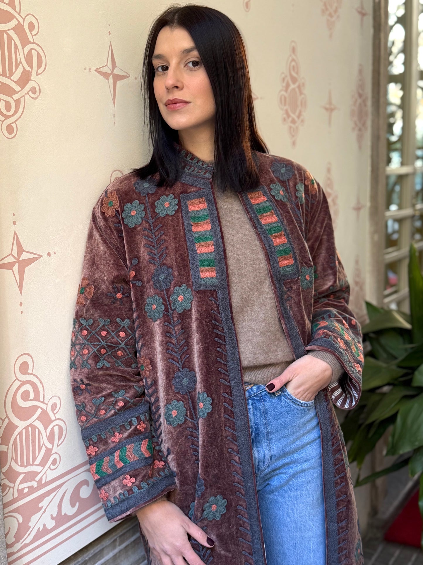 Velvet Embroidered Coat