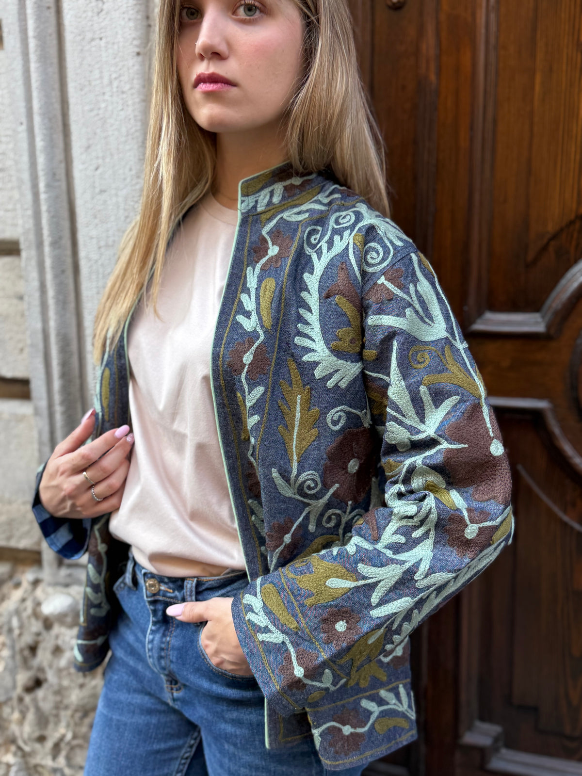 Denim Suzani Jacket Embroidered - limited edition