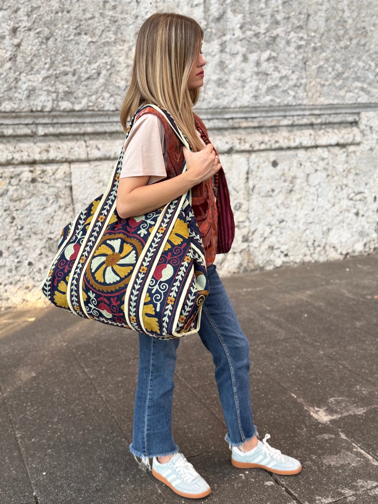 Velvet Boho Embroidered Vest Gilet