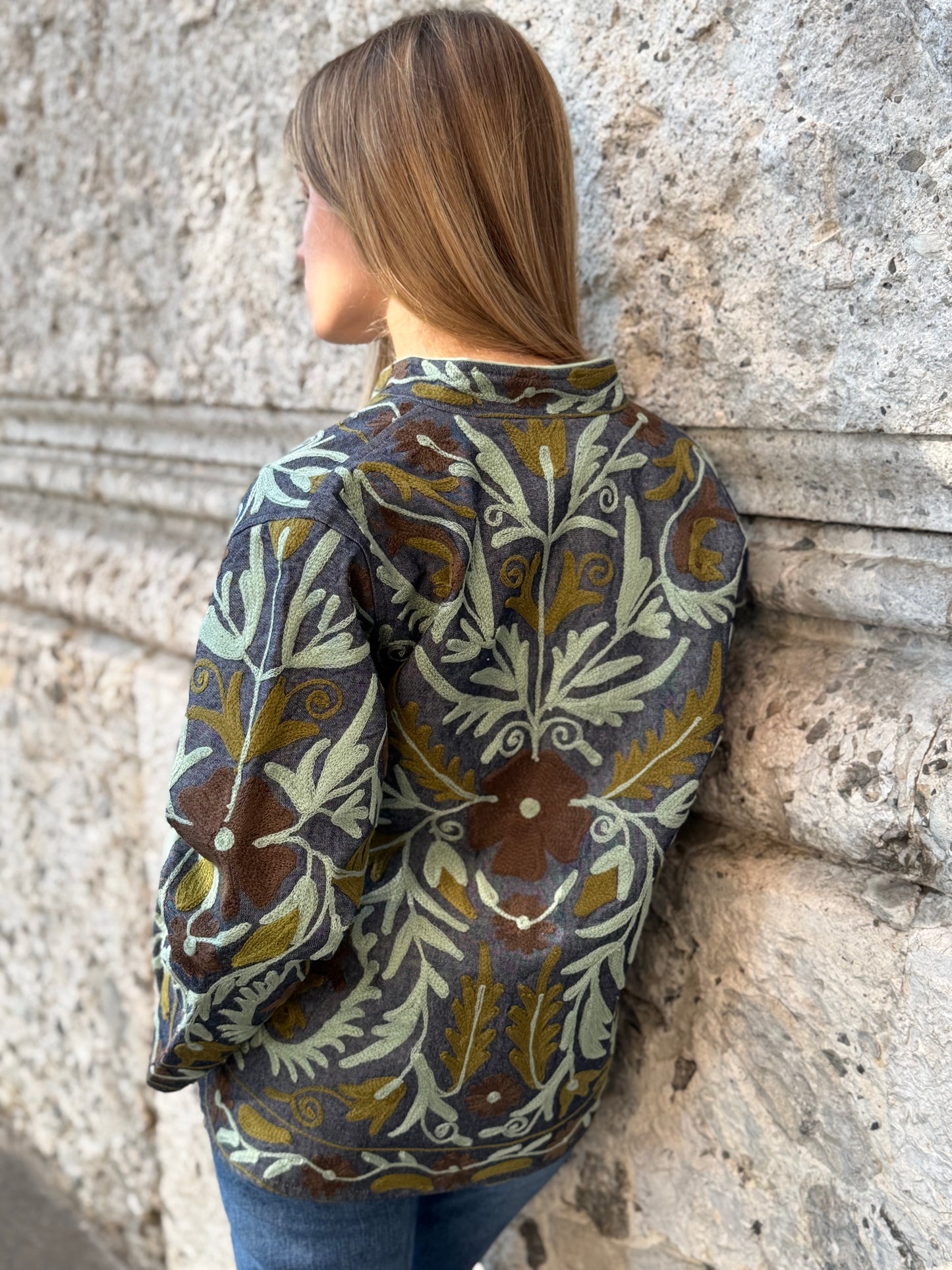 Denim Suzani Jacket Embroidered - limited edition