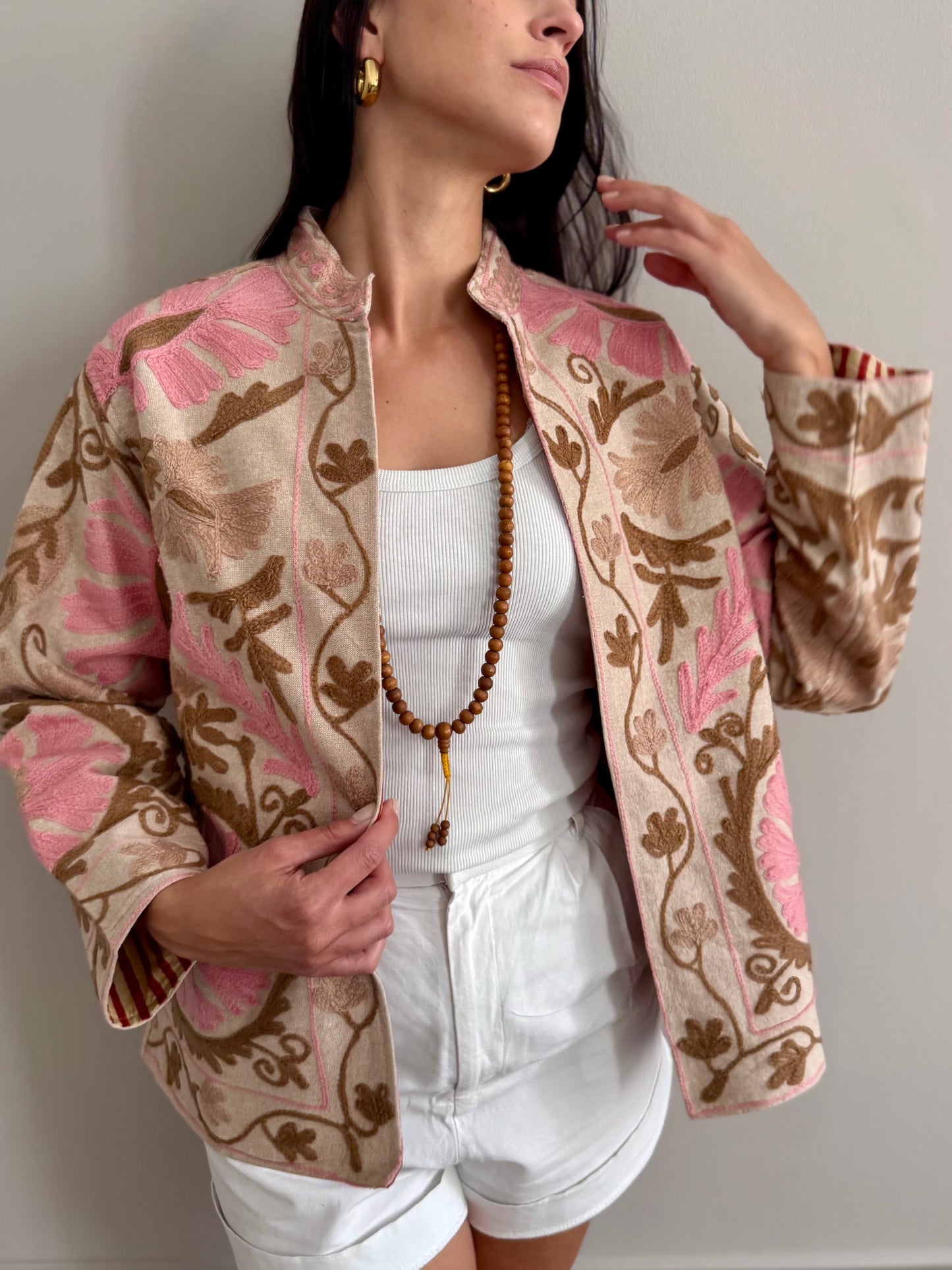Cotton Linen Suzani Jacket Embroidered
