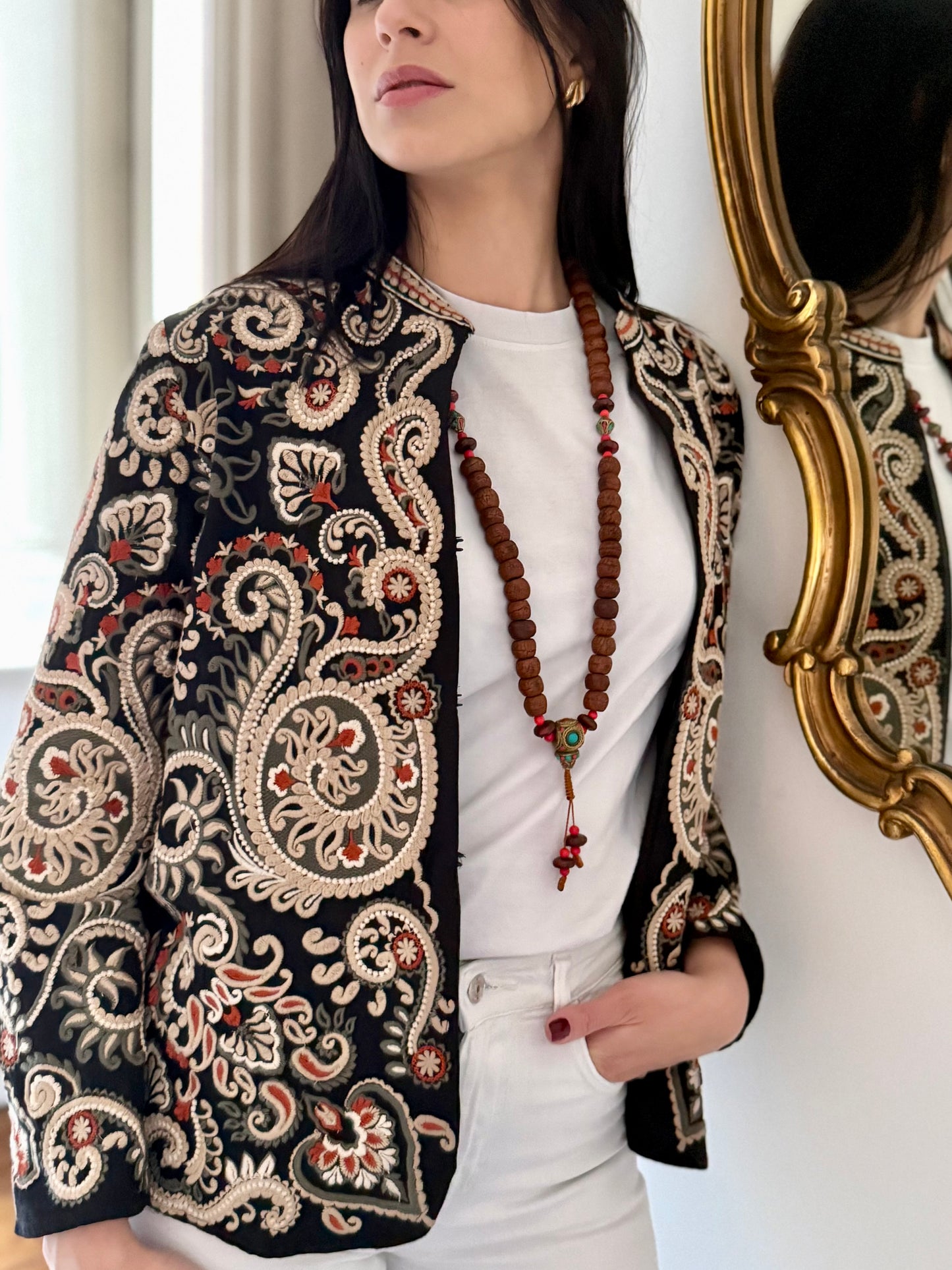 Leila Jacket Embroidered -  Black