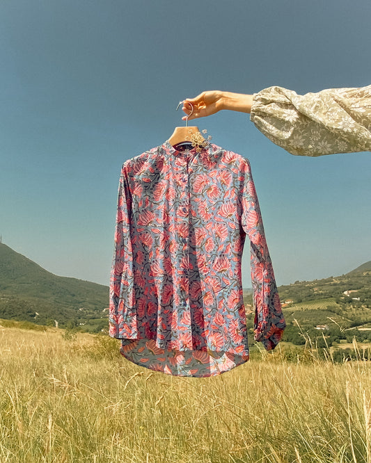 Camicia in cotone organico Camelia - Blu