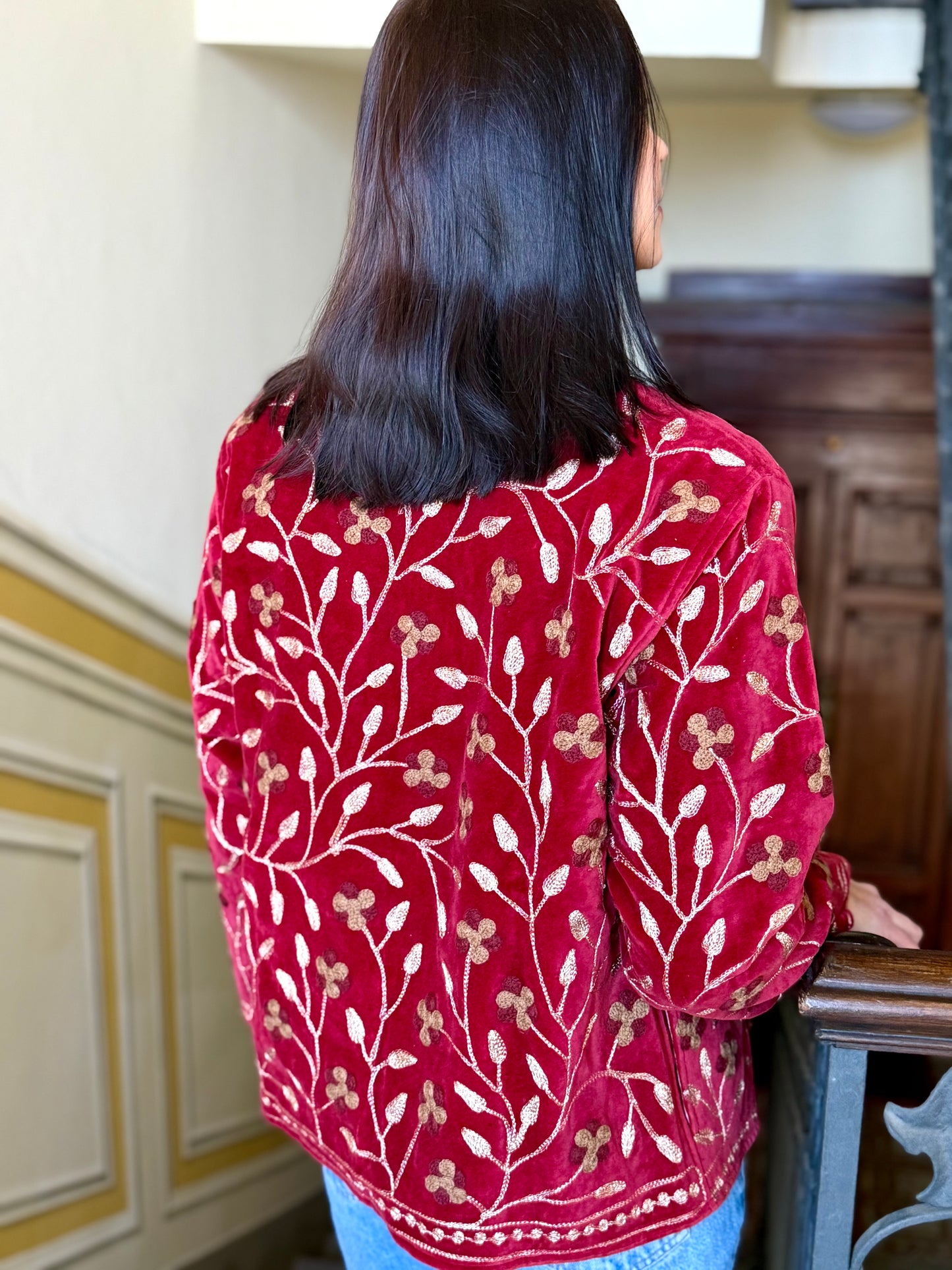 Zari Velvet Jacket - Burgundy