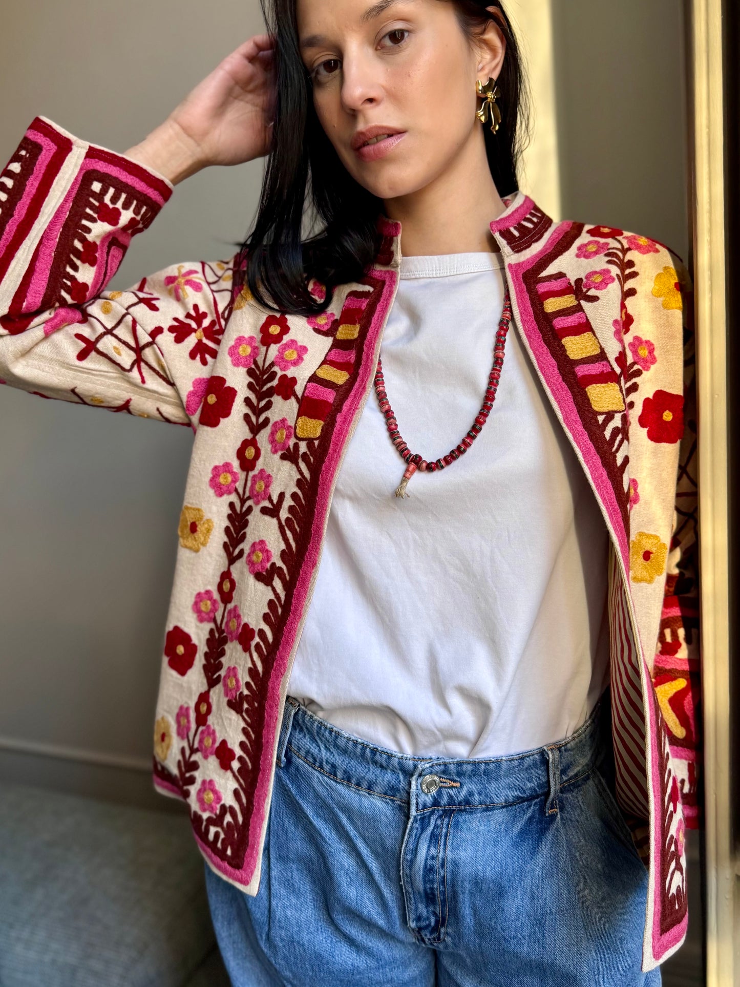 Cotton Bloom Suzani Jacket Embroidered