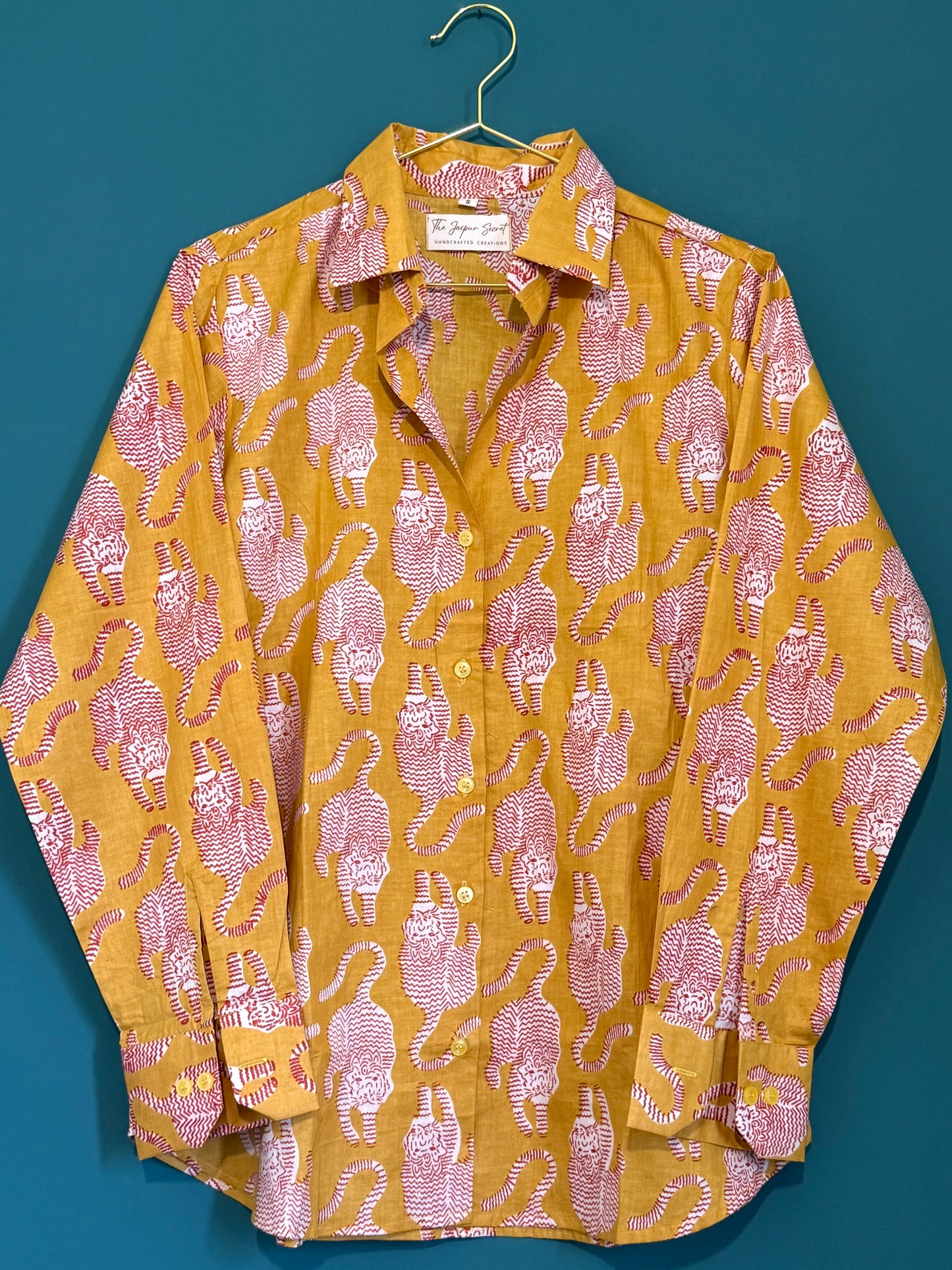 Camicia in cotone organico - Tigre Tibatana Senape