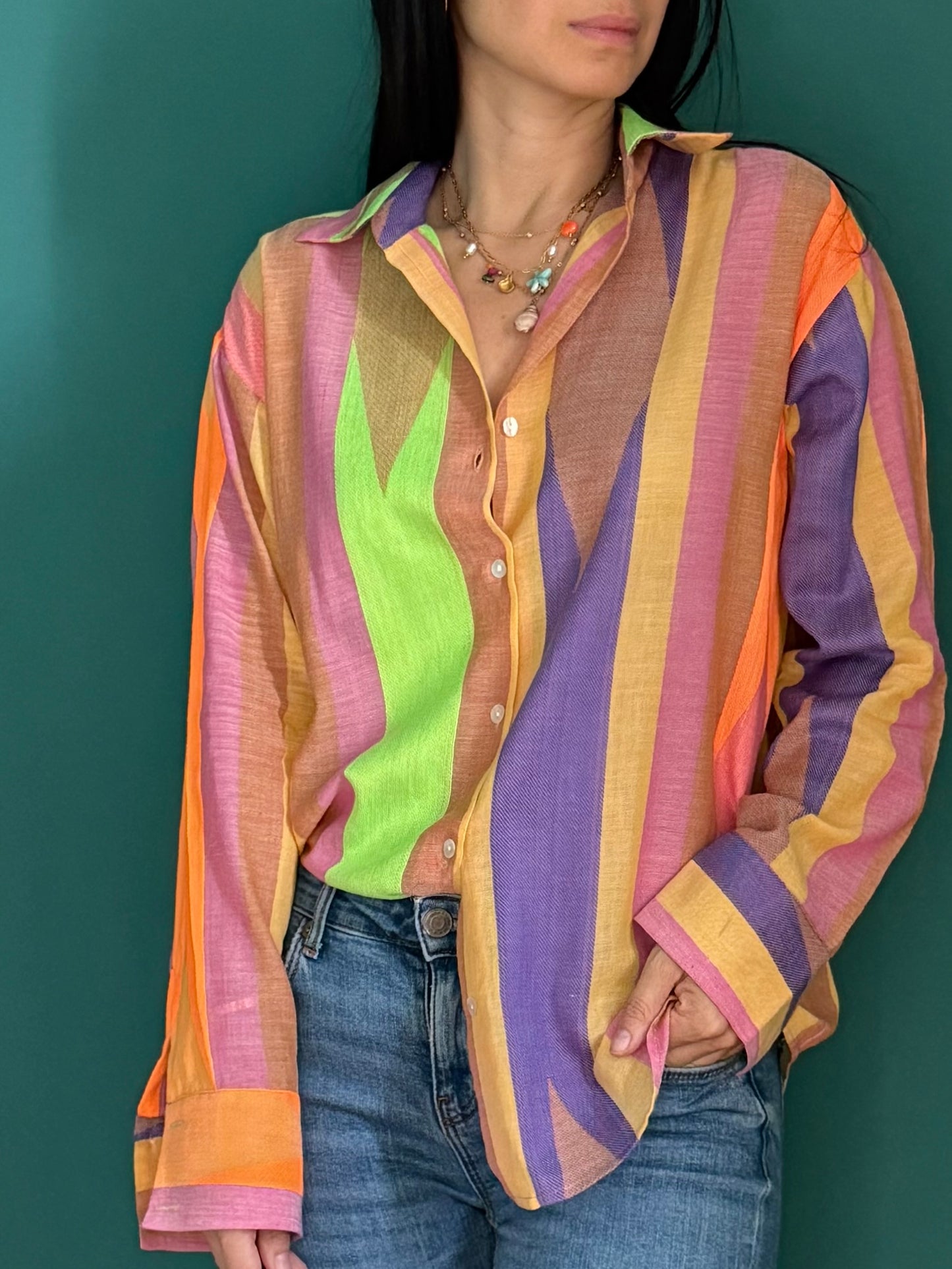 Jacquard Shirt - Orange Fluo