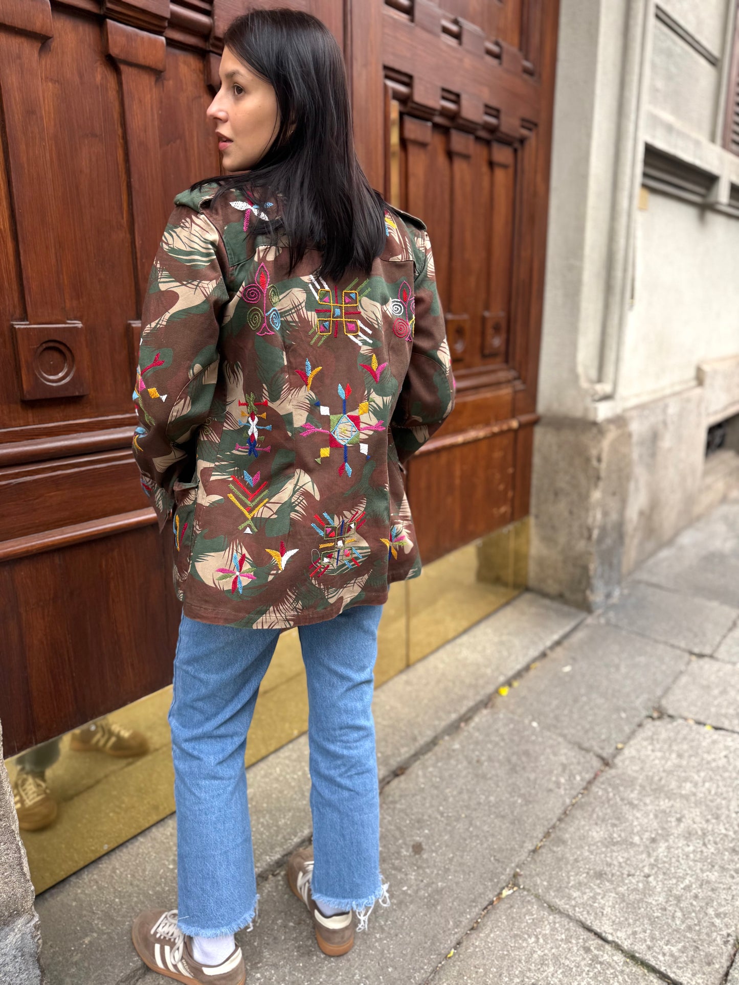 Vintage Army Jacket hand embroidered - Hindi