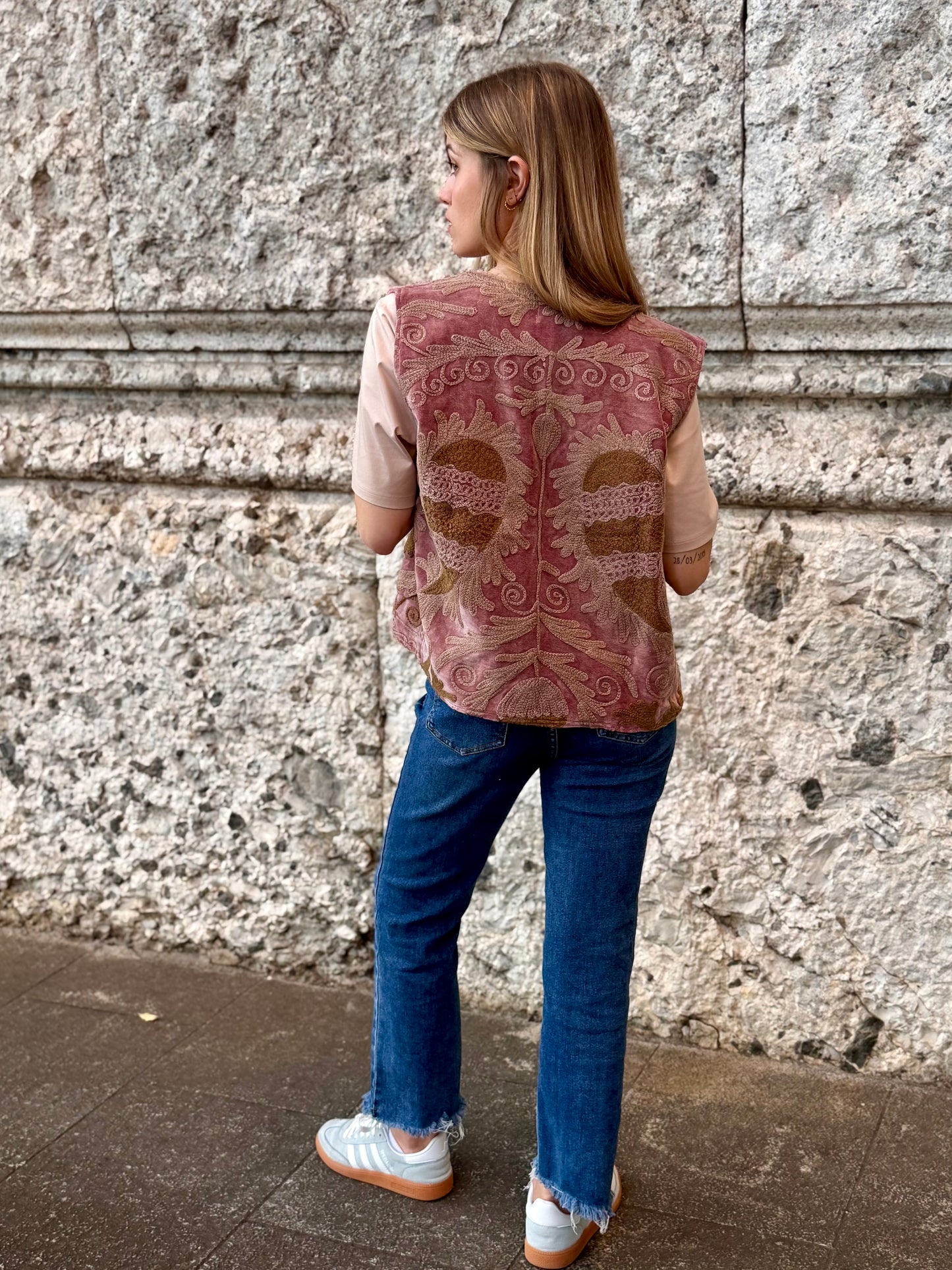 Velvet Boho Embroidered Vest Gilet