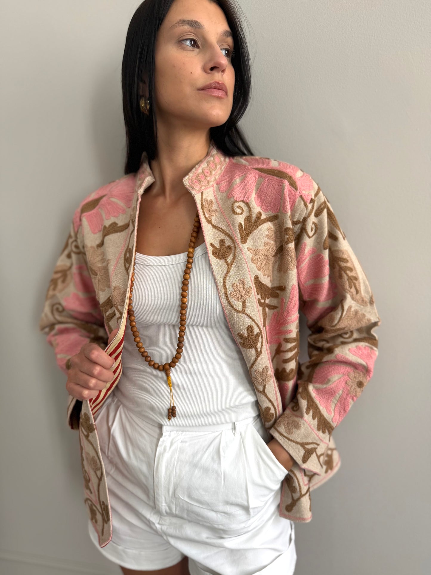 Cotton Linen Suzani Jacket Embroidered