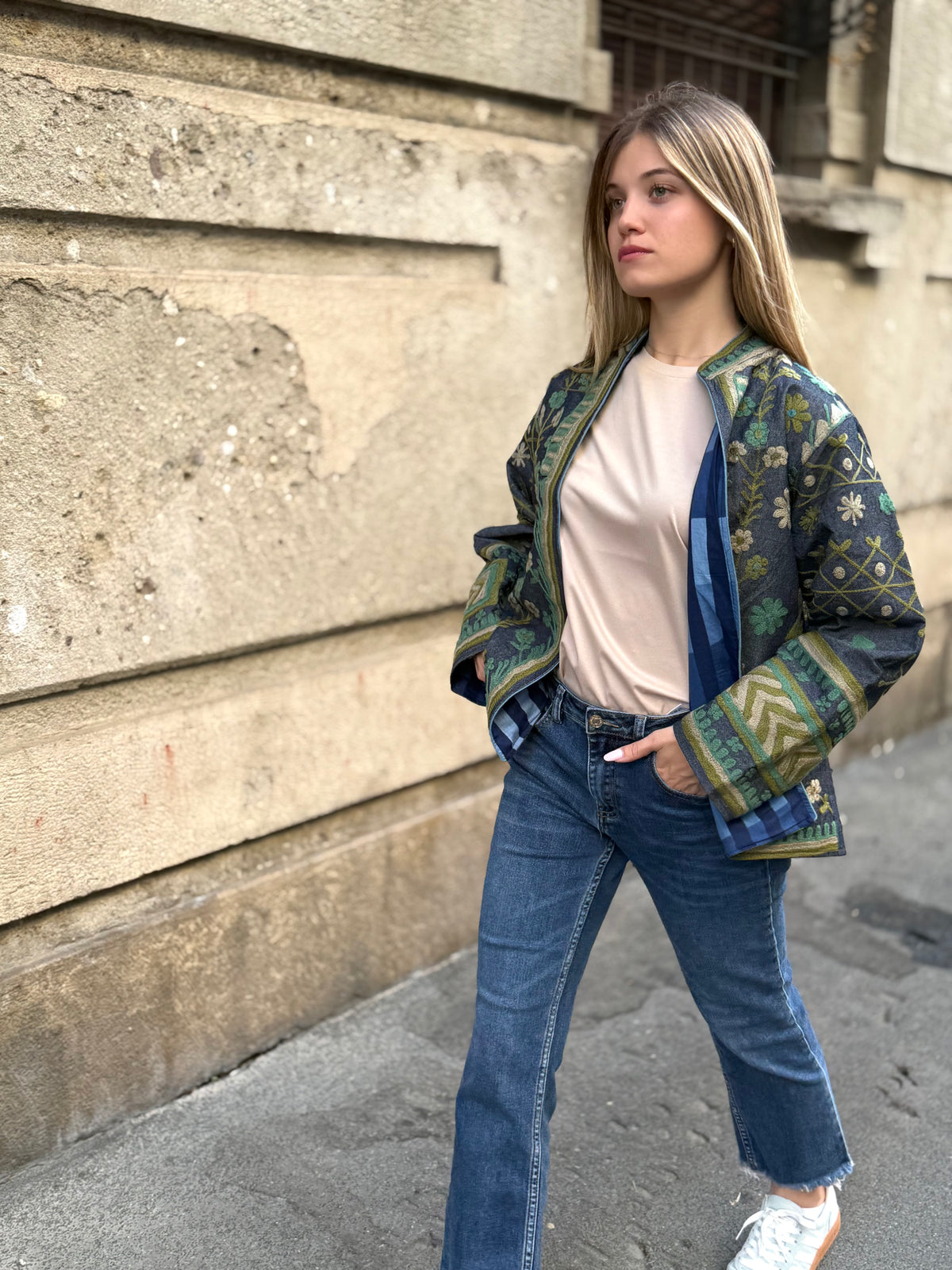 Denim Suzani Jacket Embroidered - limited edition