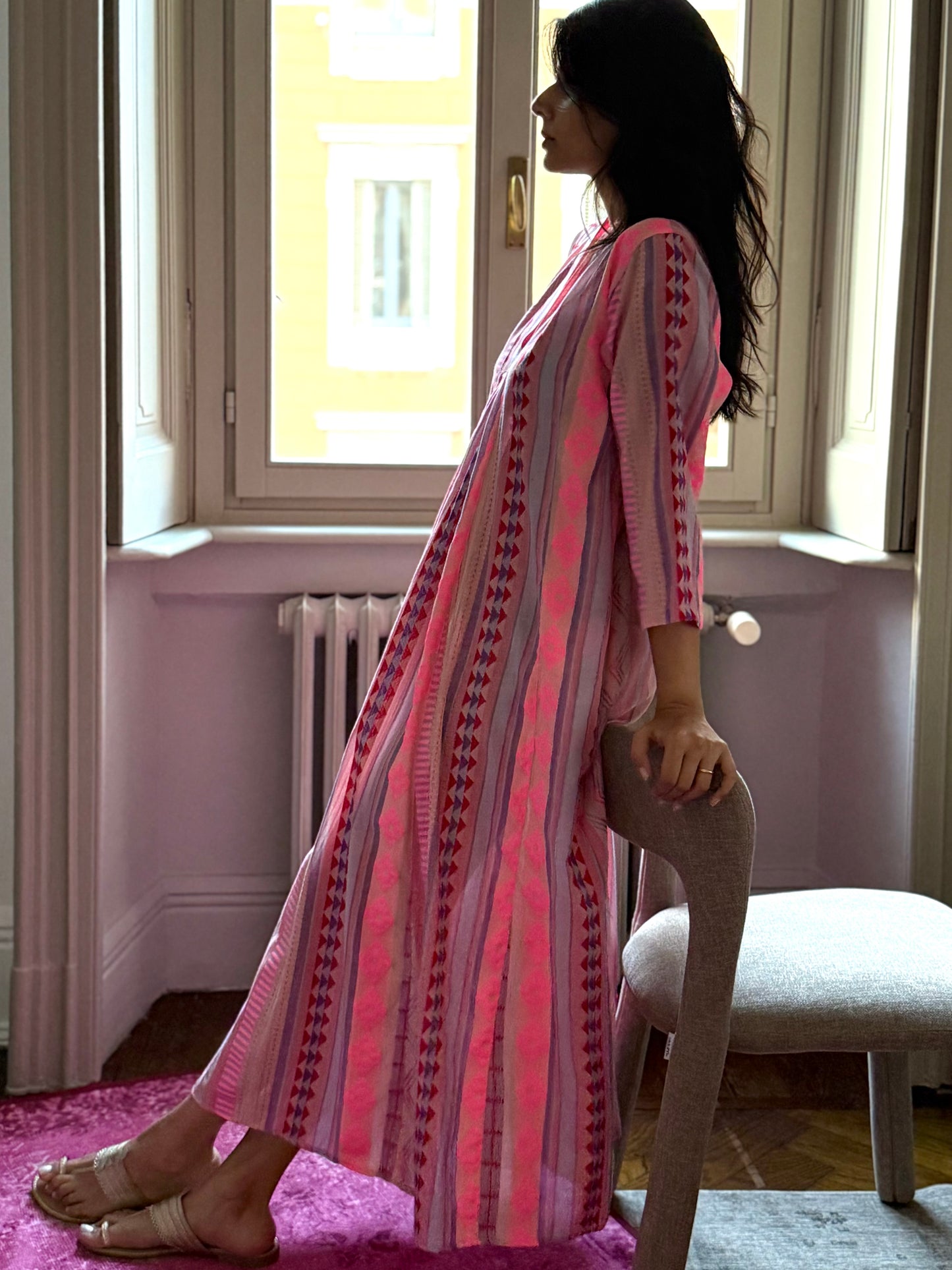 Eve Long dress in Jacquard fabric