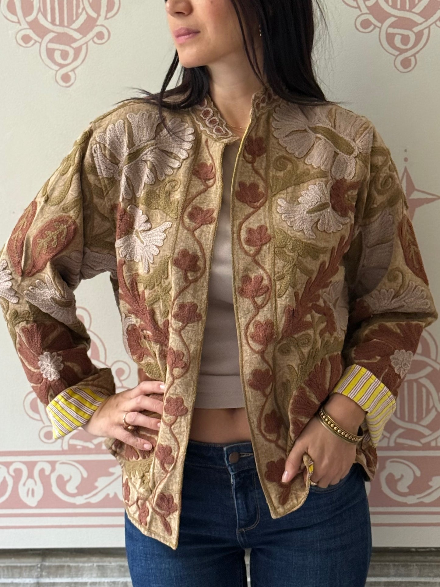 Cotton Suzani Jacket Embroidered Reversible
