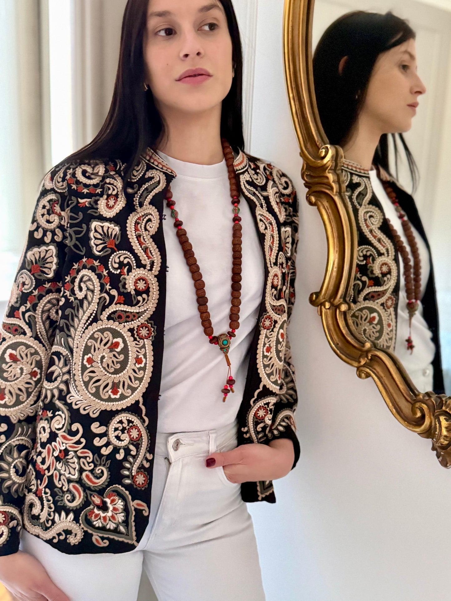 Leila Jacket Embroidered -  Black