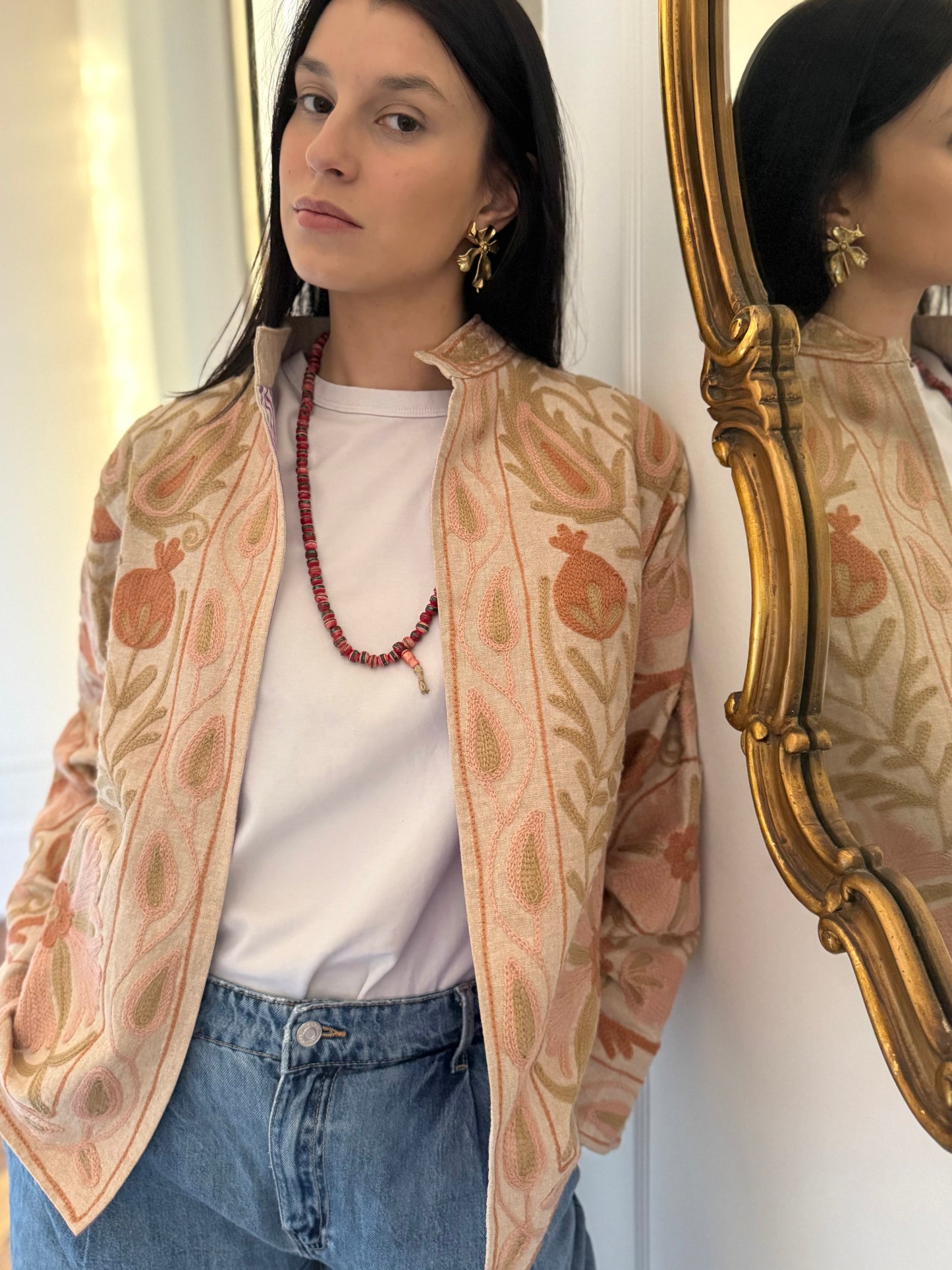 Cotton Linen Suzani Jacket Embroidered