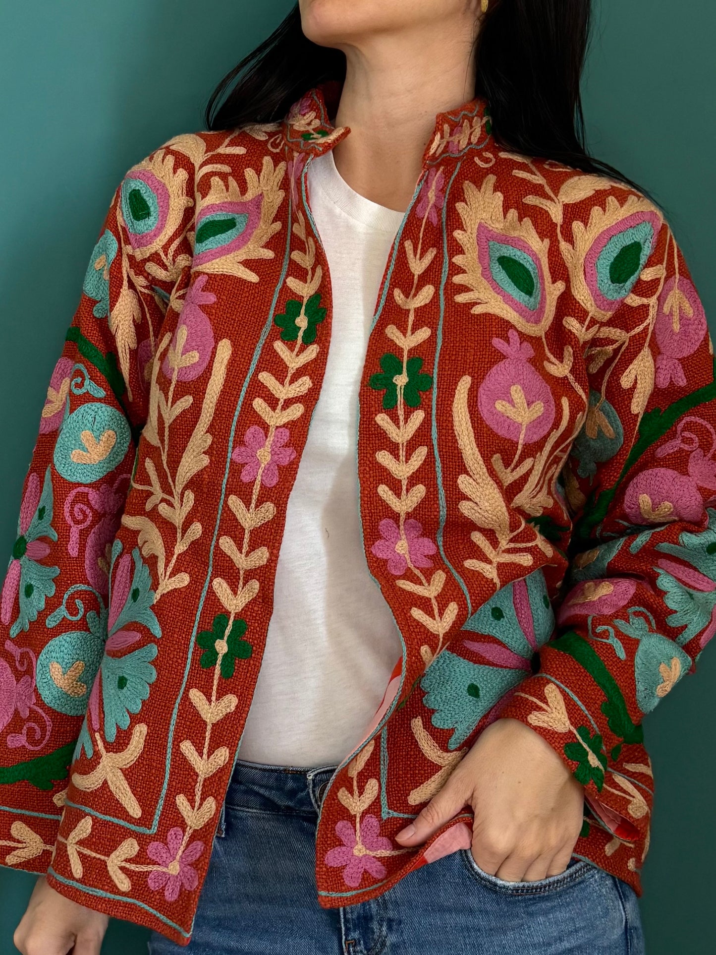 Cotton Suzani Jacket Embroidered Reversible