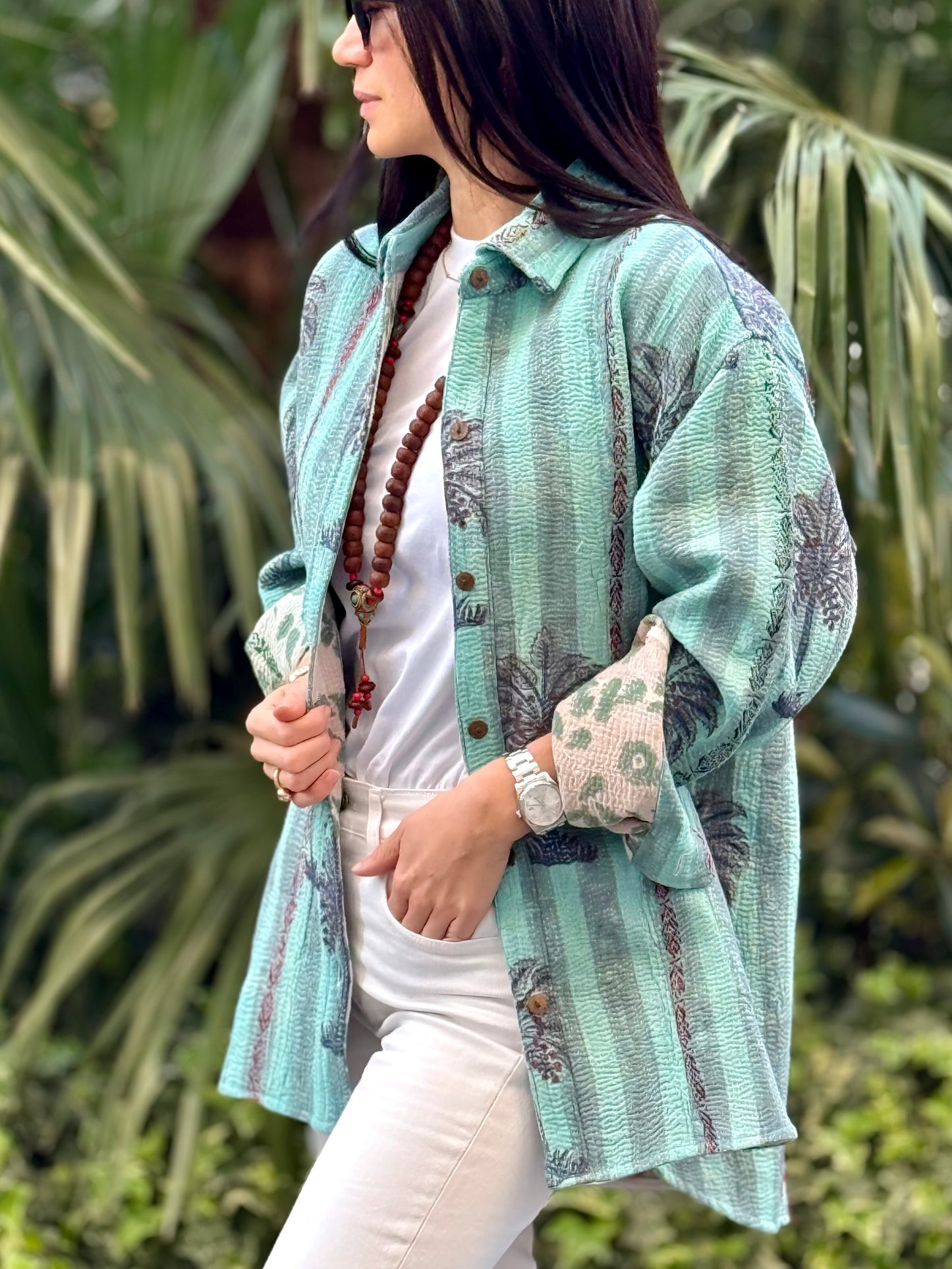 Old Kantha Over Shirt Jacket - handmade