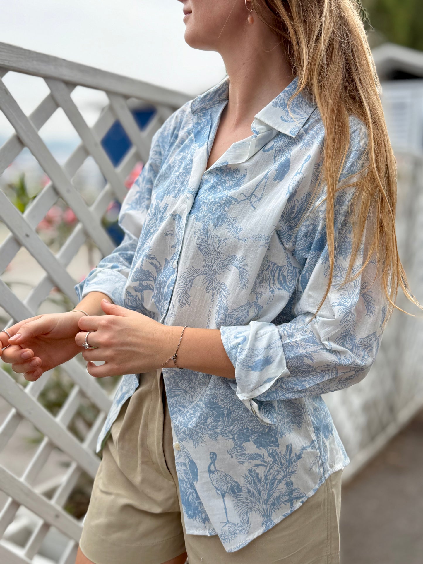 Lightweight Cotton Shirt - Jungle Light Blue