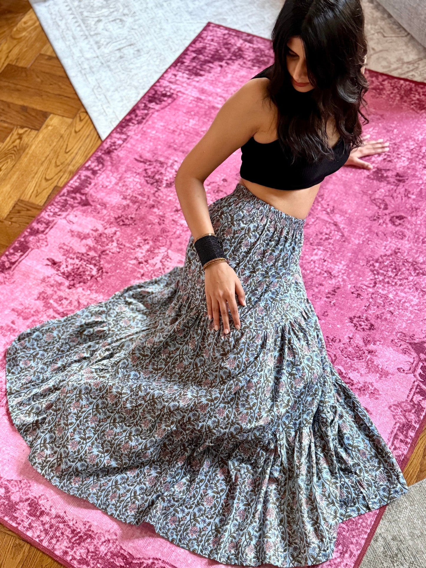Divina Long Flounced Skirt