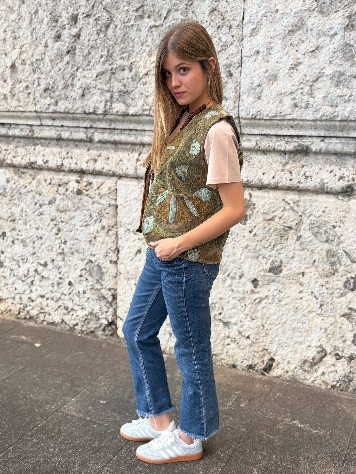 Velvet Boho Embroidered Vest Gilet