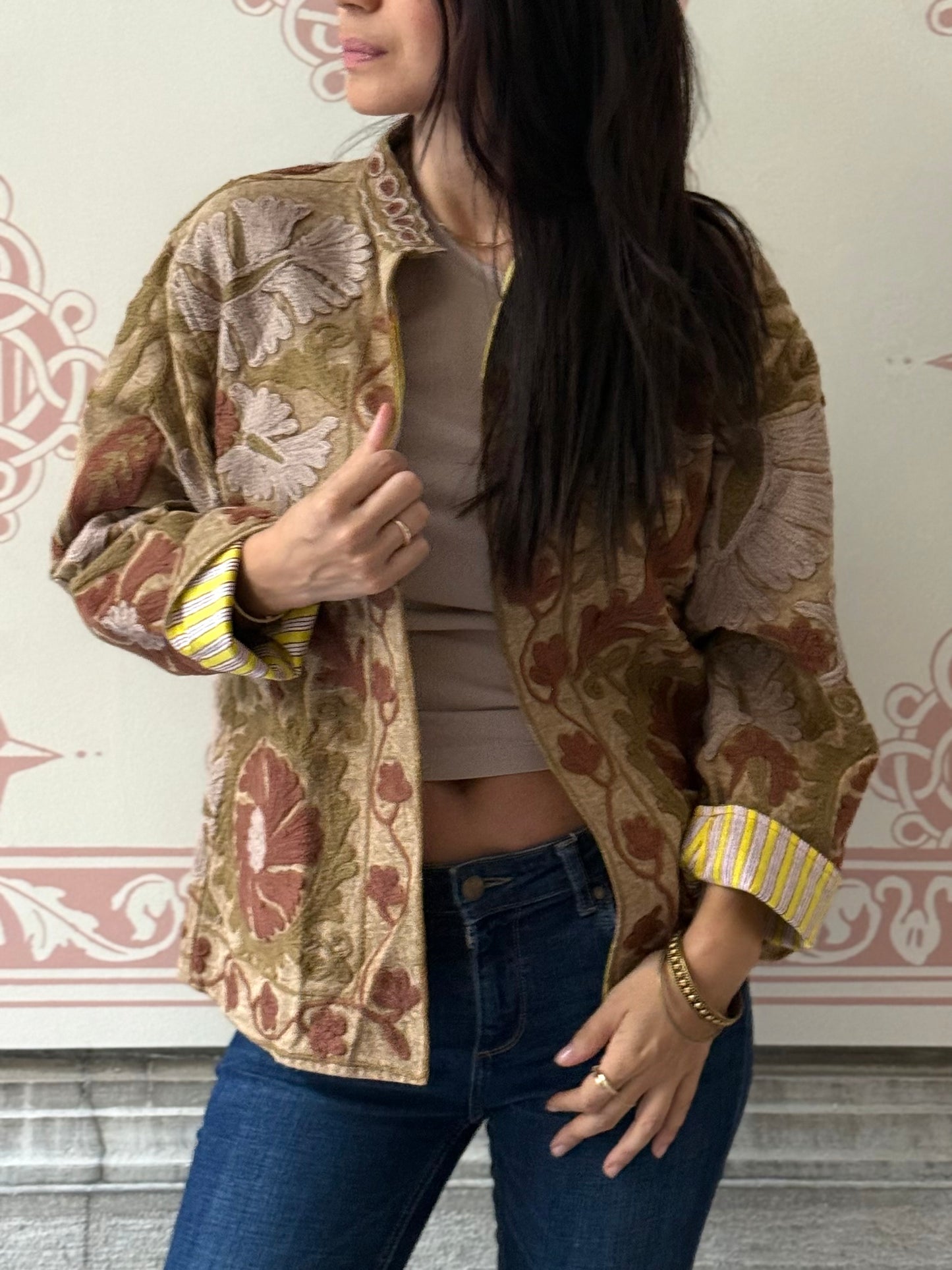 Cotton Suzani Jacket Embroidered Reversible