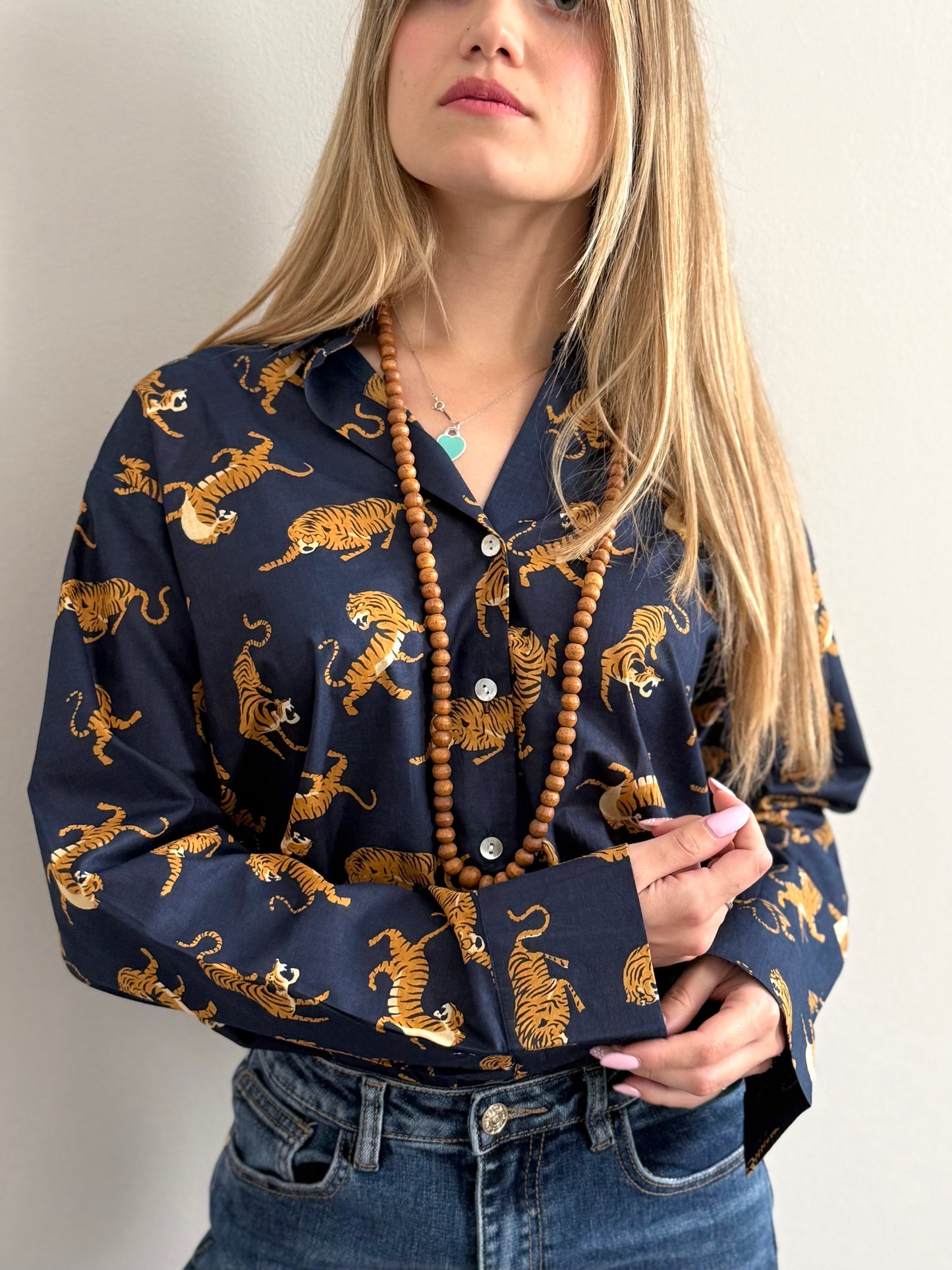 Cotton Shirt - Chinese Tiger Blue