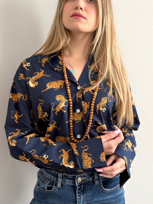 Cotton Shirt - Chinese Tiger Blue