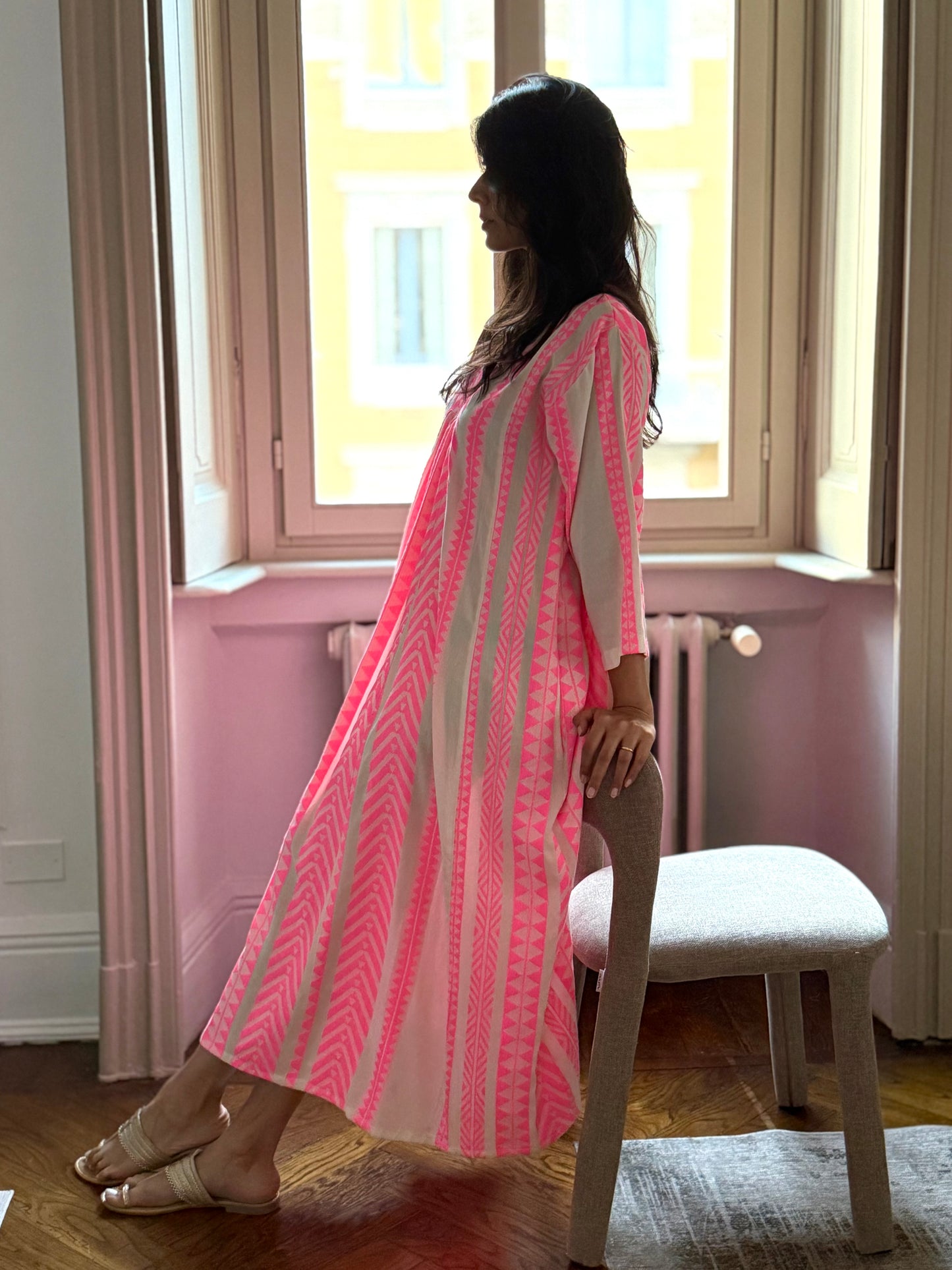 Eve Long dress in Jacquard fabric