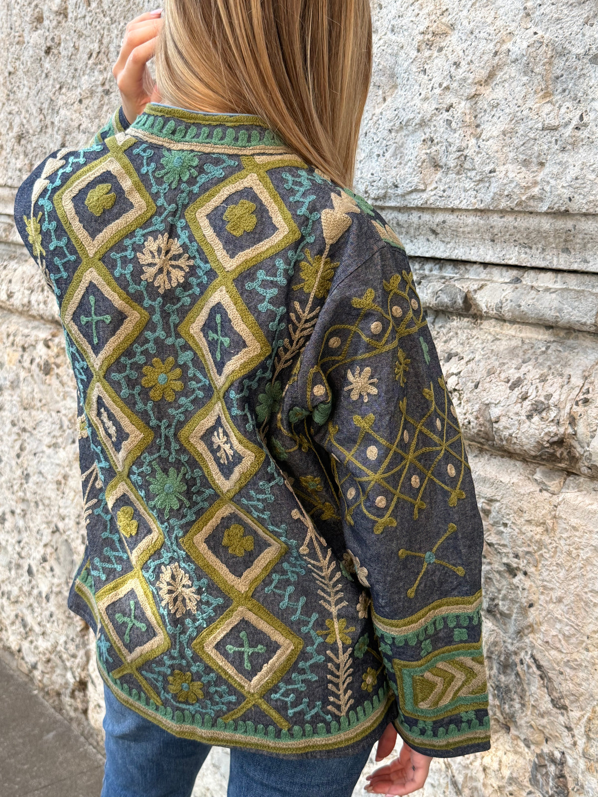 Denim Suzani Jacket Embroidered - limited edition