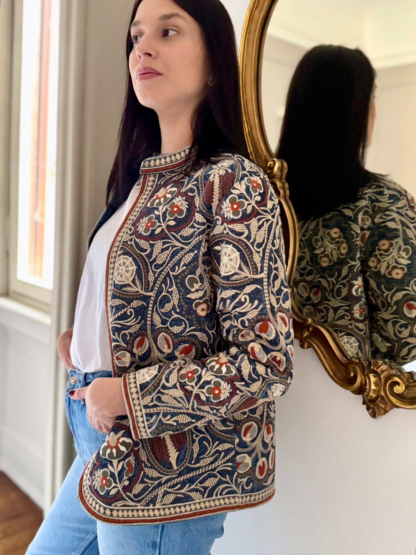 Leila Jacket Embroidered - Denim