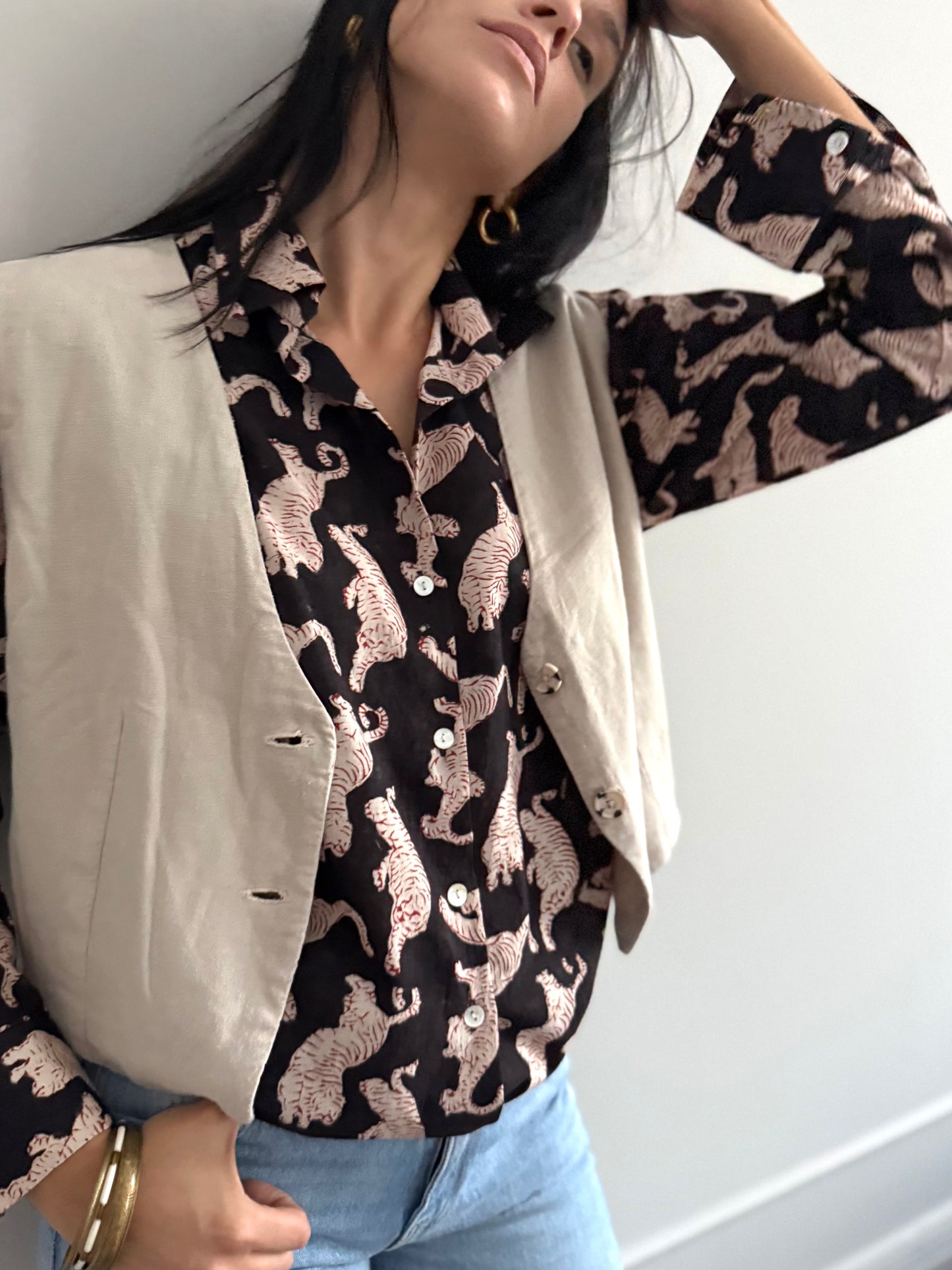 Cotton Shirt - Chinese Tiger Black