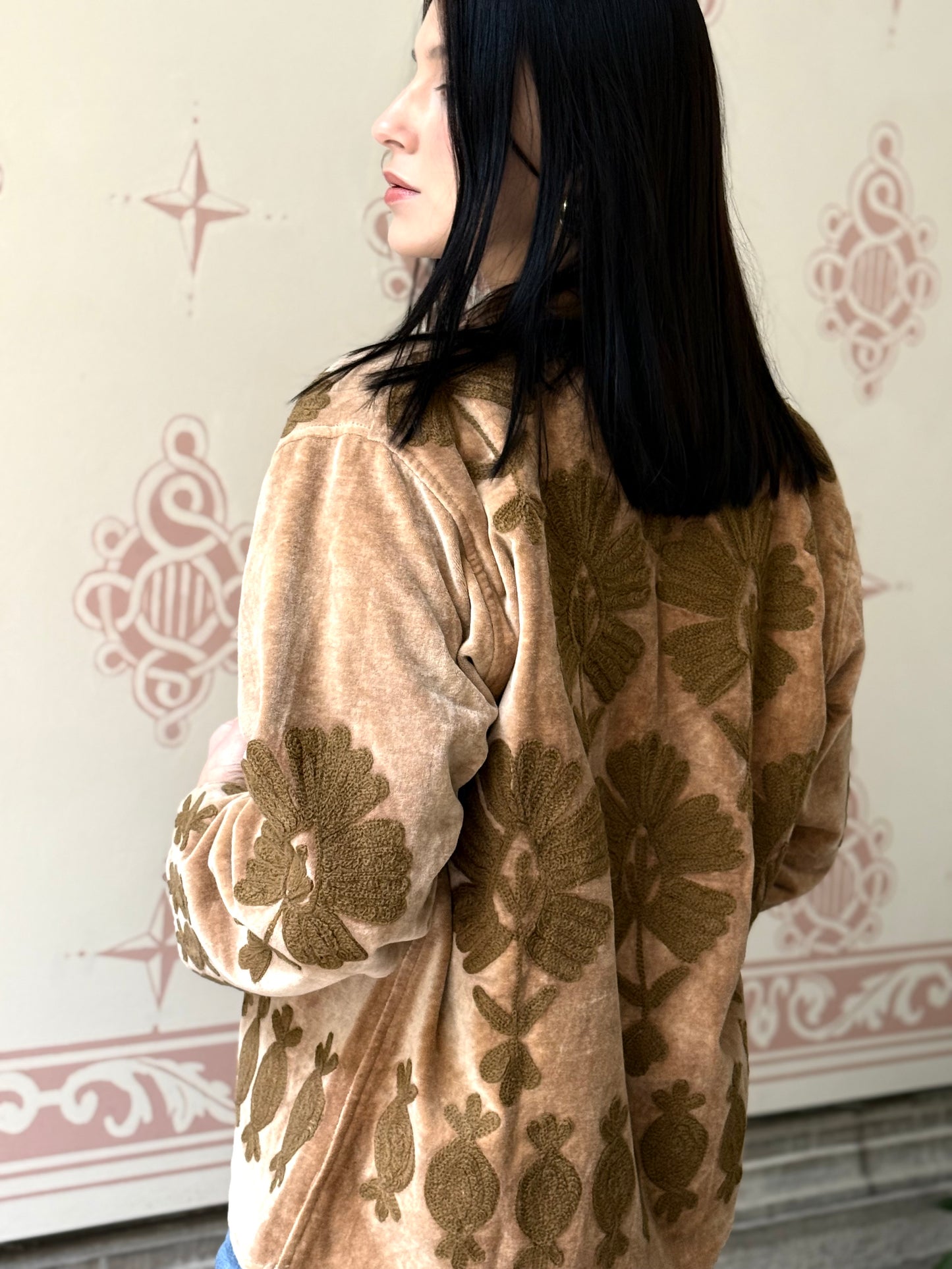 Flower Velvet Jacket - Cream