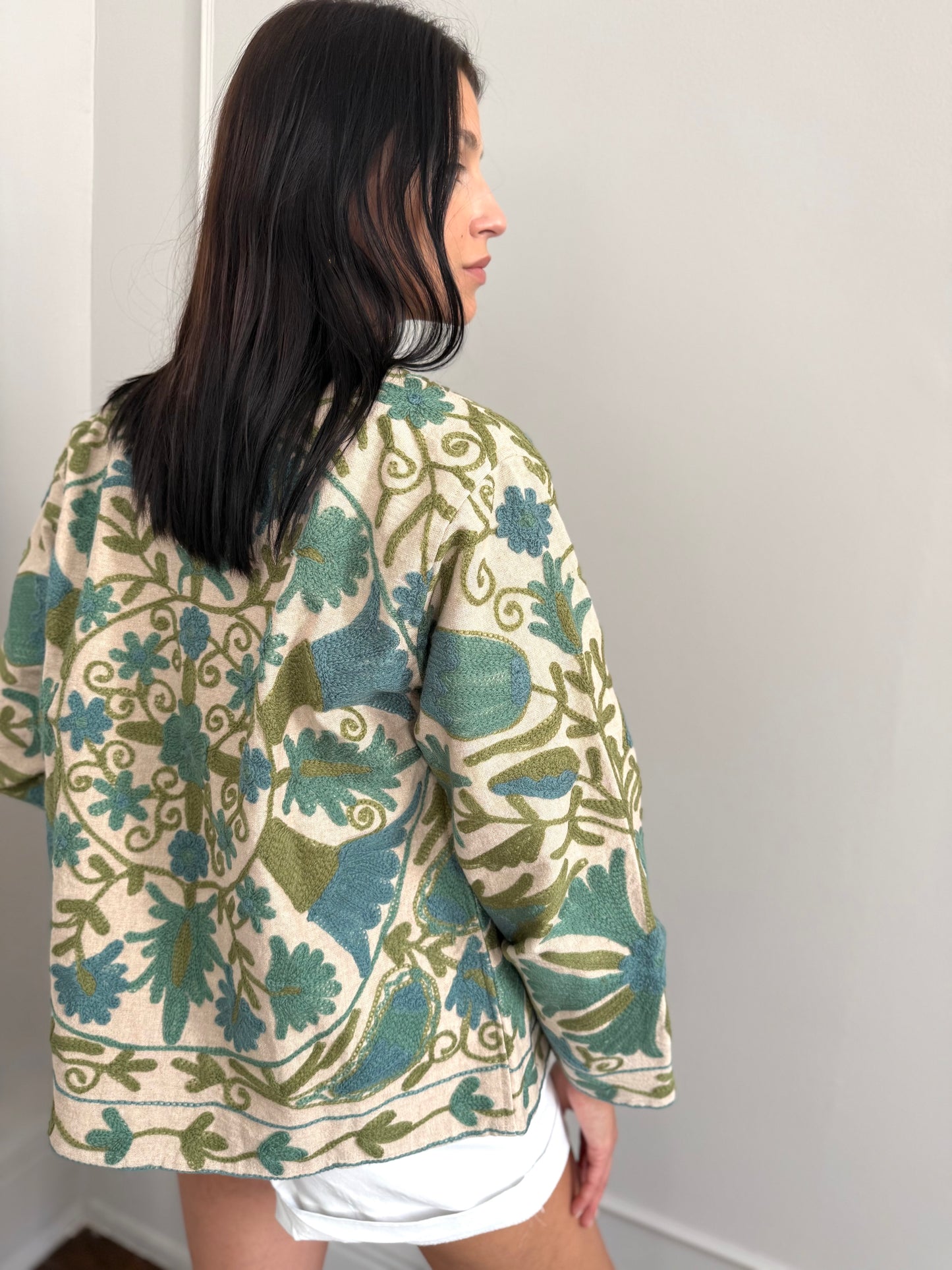 Cotton Linen Suzani Jacket Embroidered