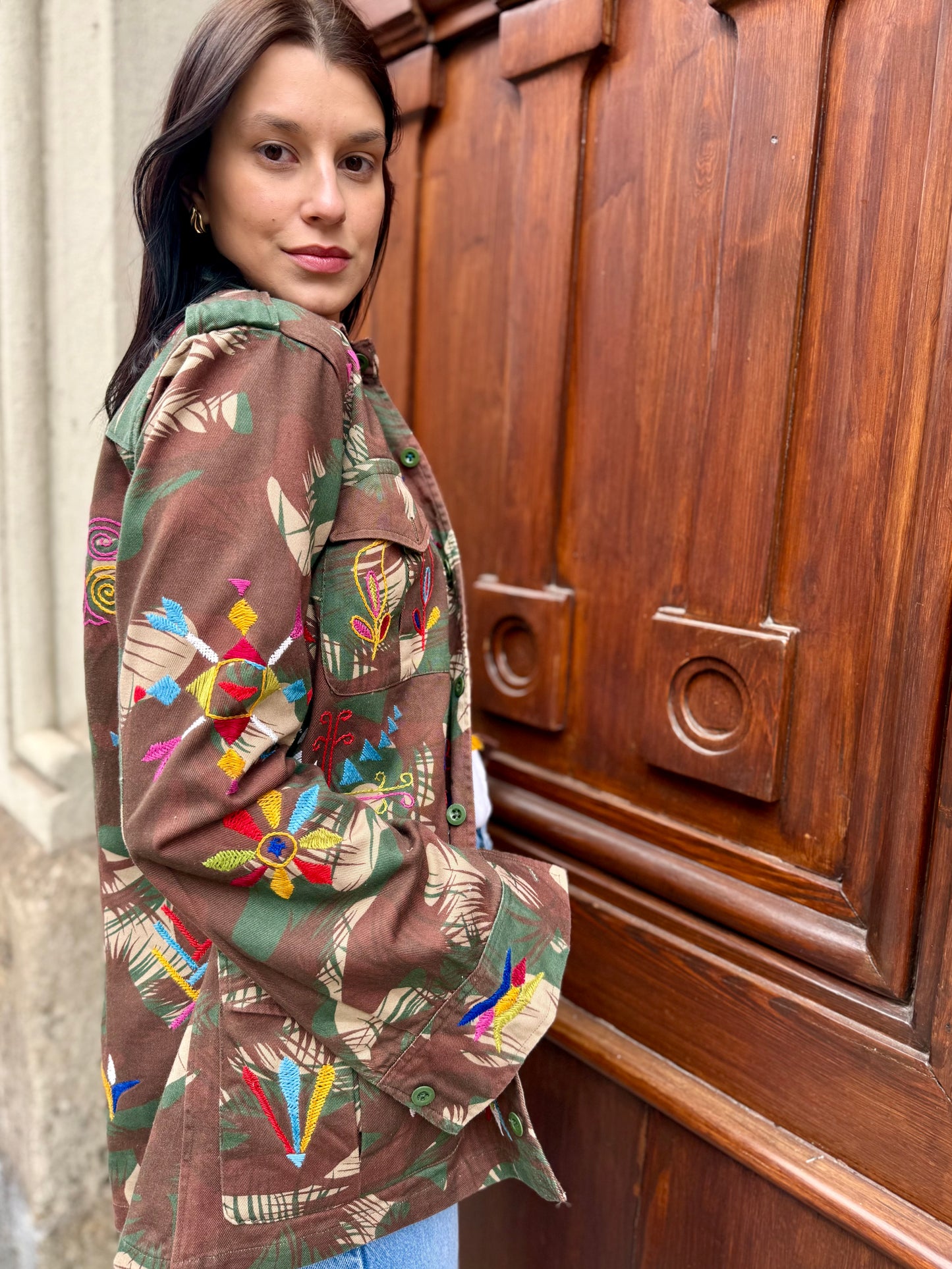 Vintage Army Jacket hand embroidered - Hindi