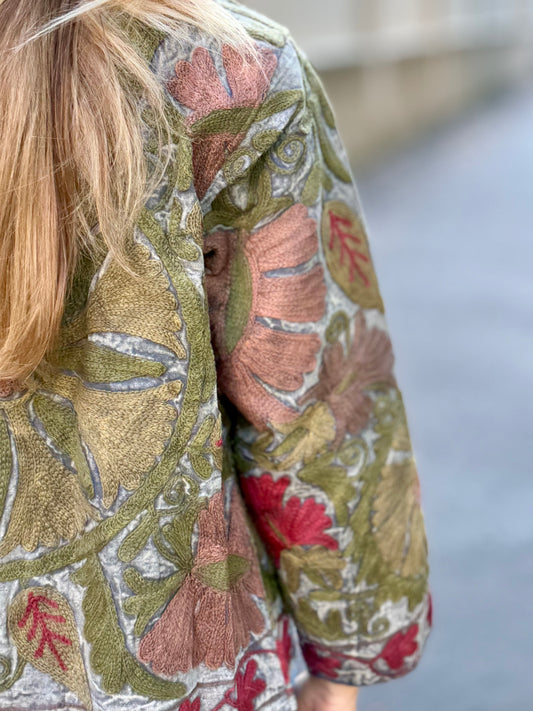 Cotton Suzani Jacket Embroidered Reversible