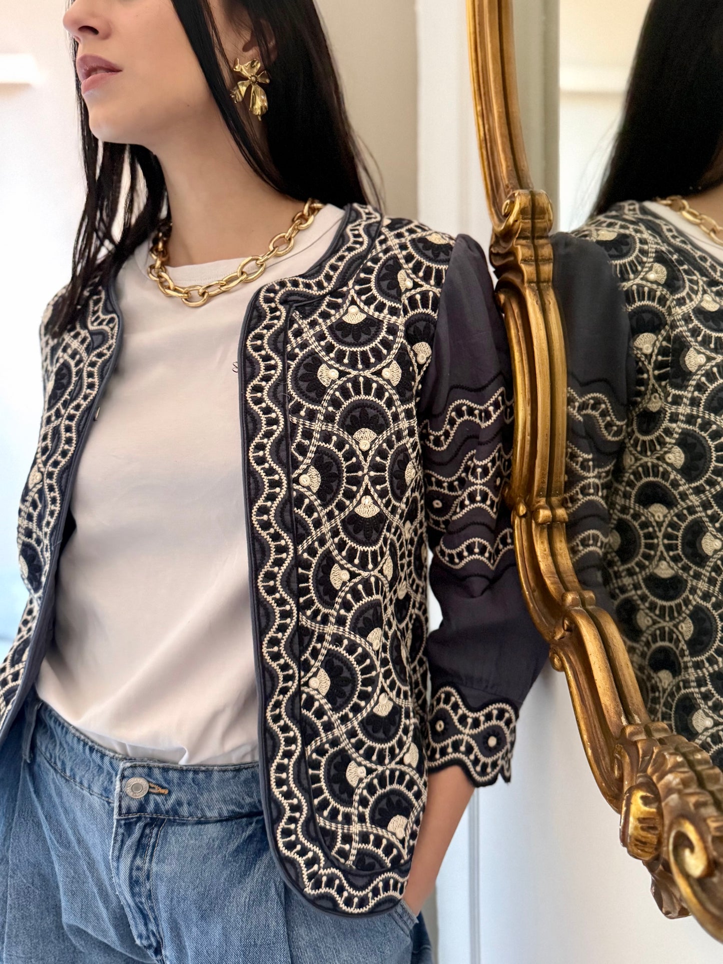 Leila Jacket Embroidered - Blue