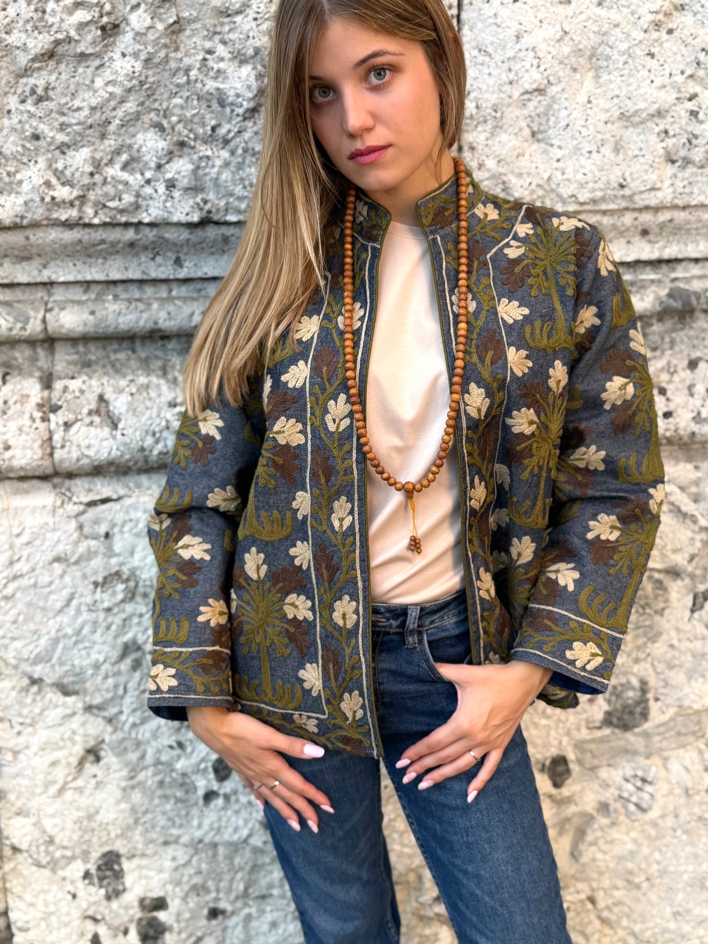 Denim Suzani Jacket Embroidered - limited edition