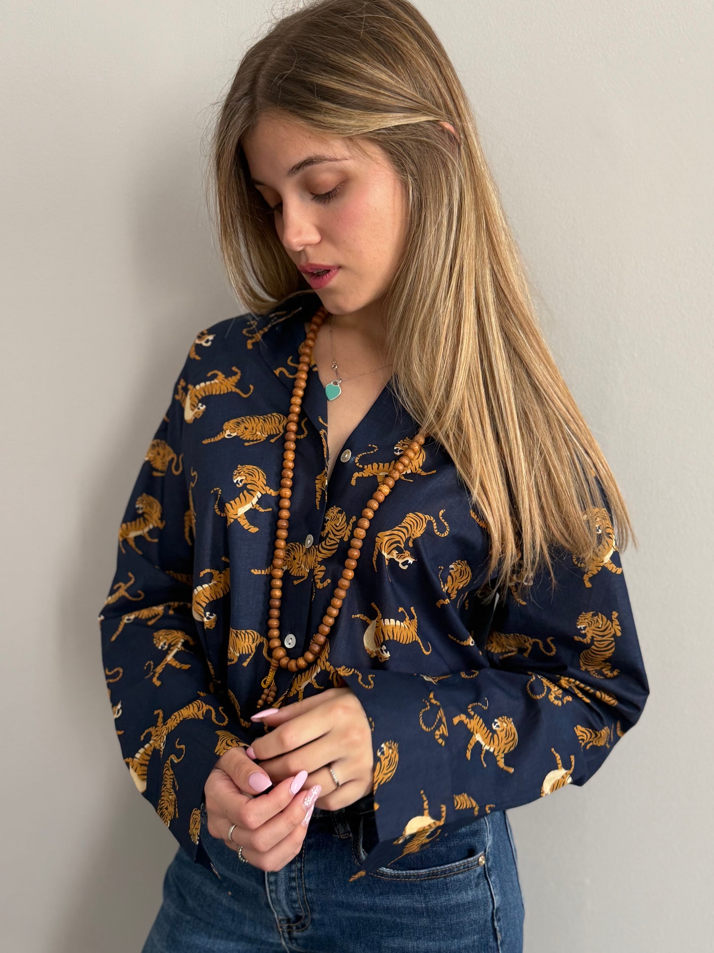Cotton Shirt - Chinese Tiger Blue