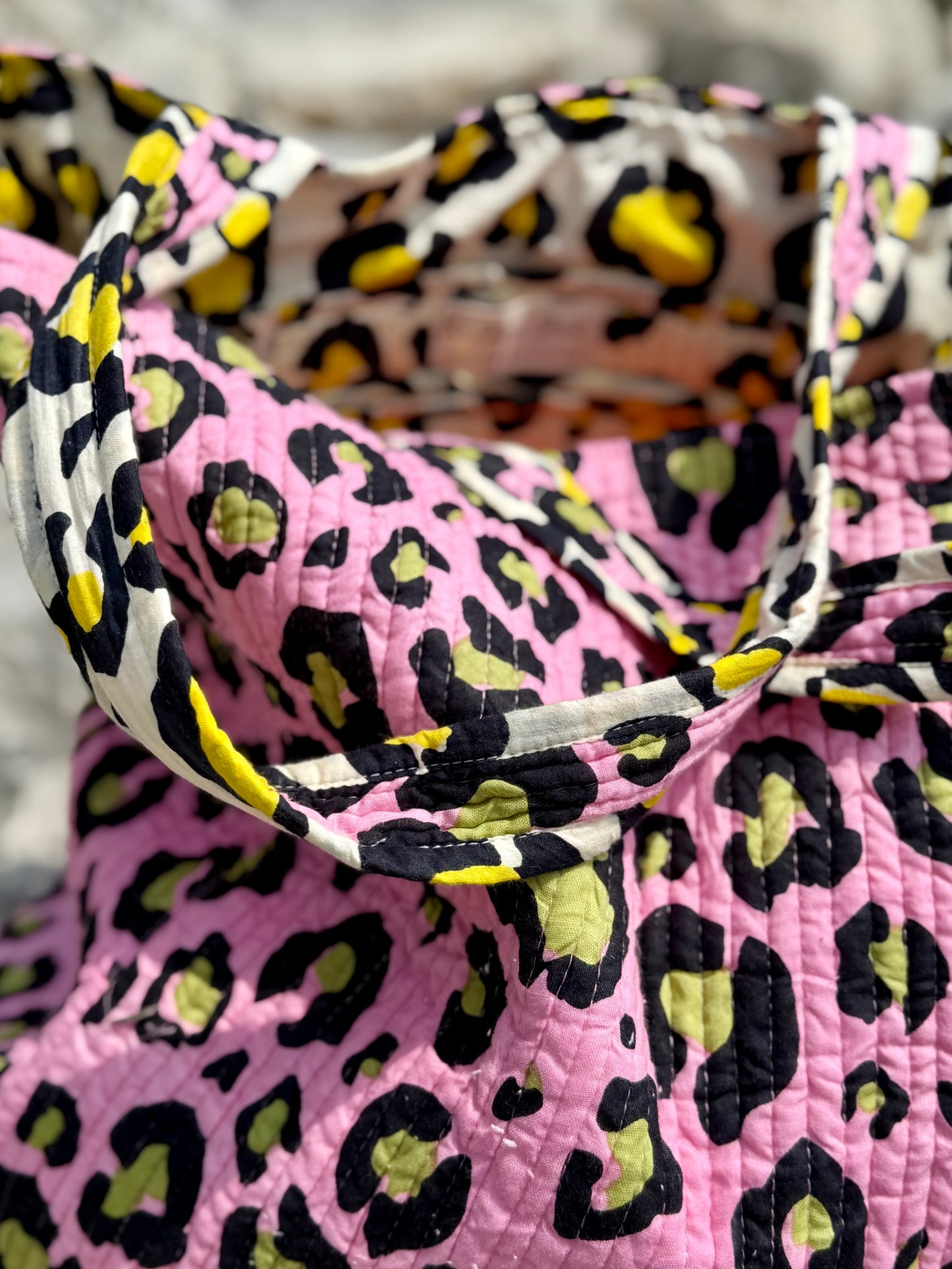 Quilted organic cotton Tote Bag - Leopard