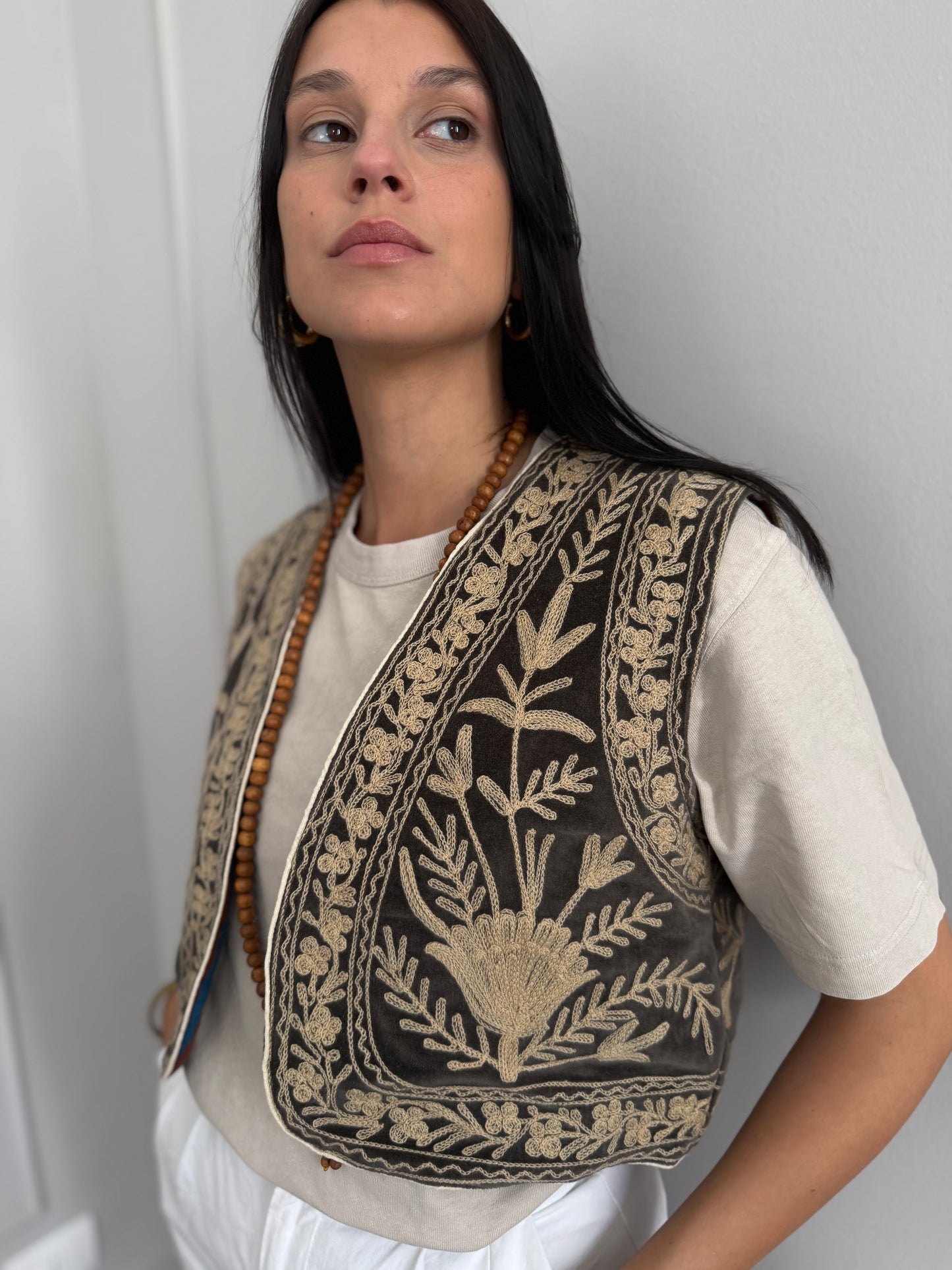 Velvet Boho Embroidered Vest