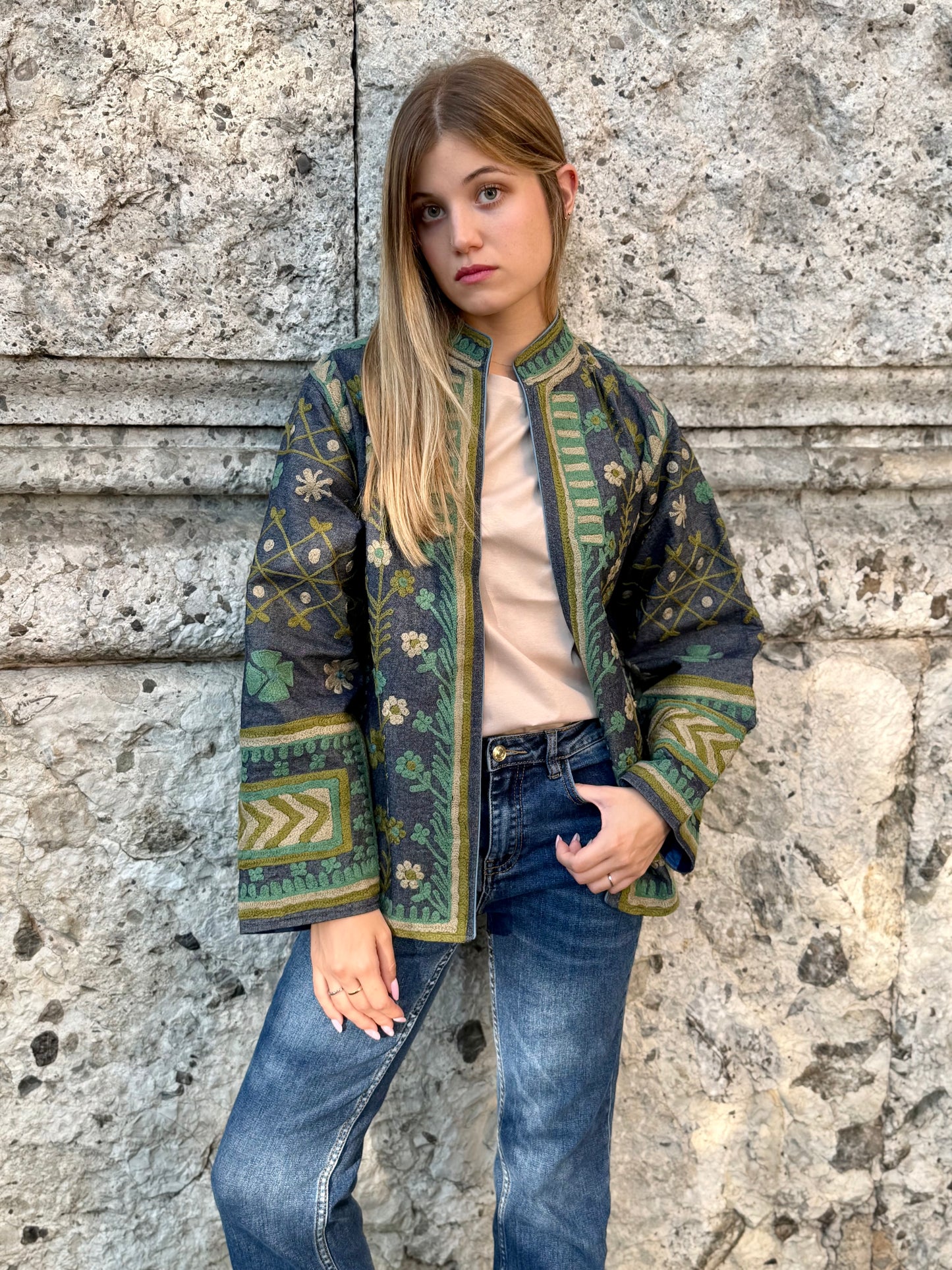 Denim Suzani Jacket Embroidered - limited edition