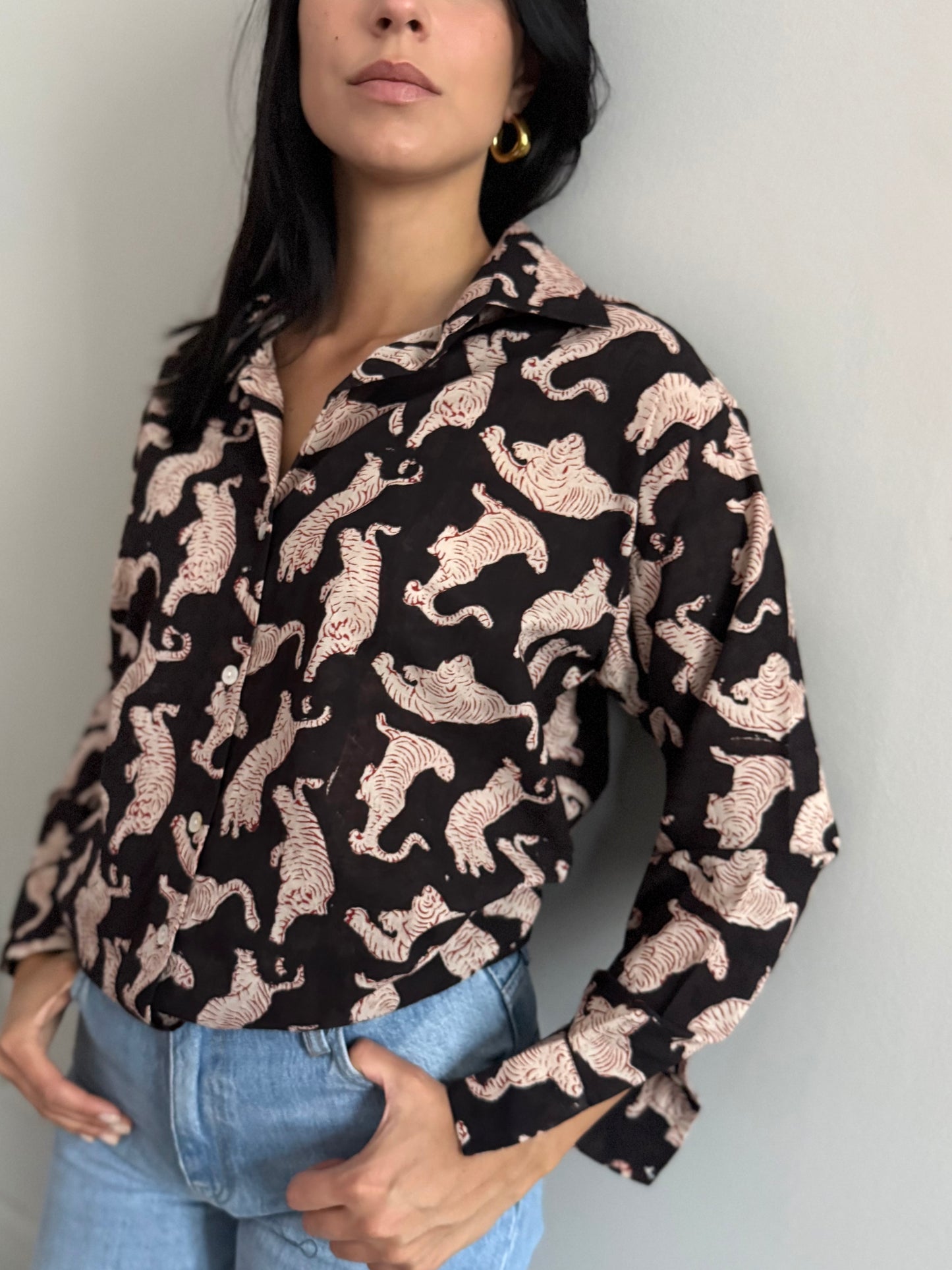 Cotton Shirt - Chinese Tiger Black