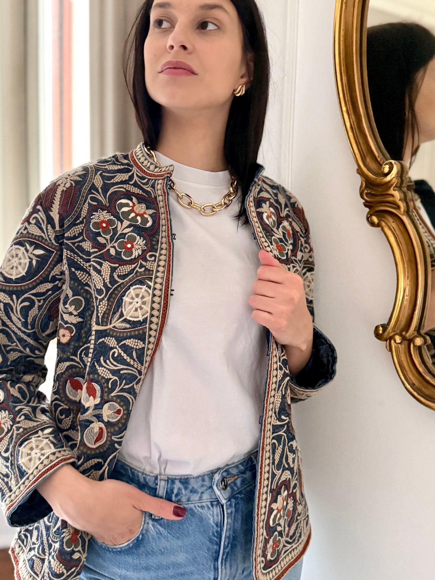 Leila Jacket Embroidered - Denim