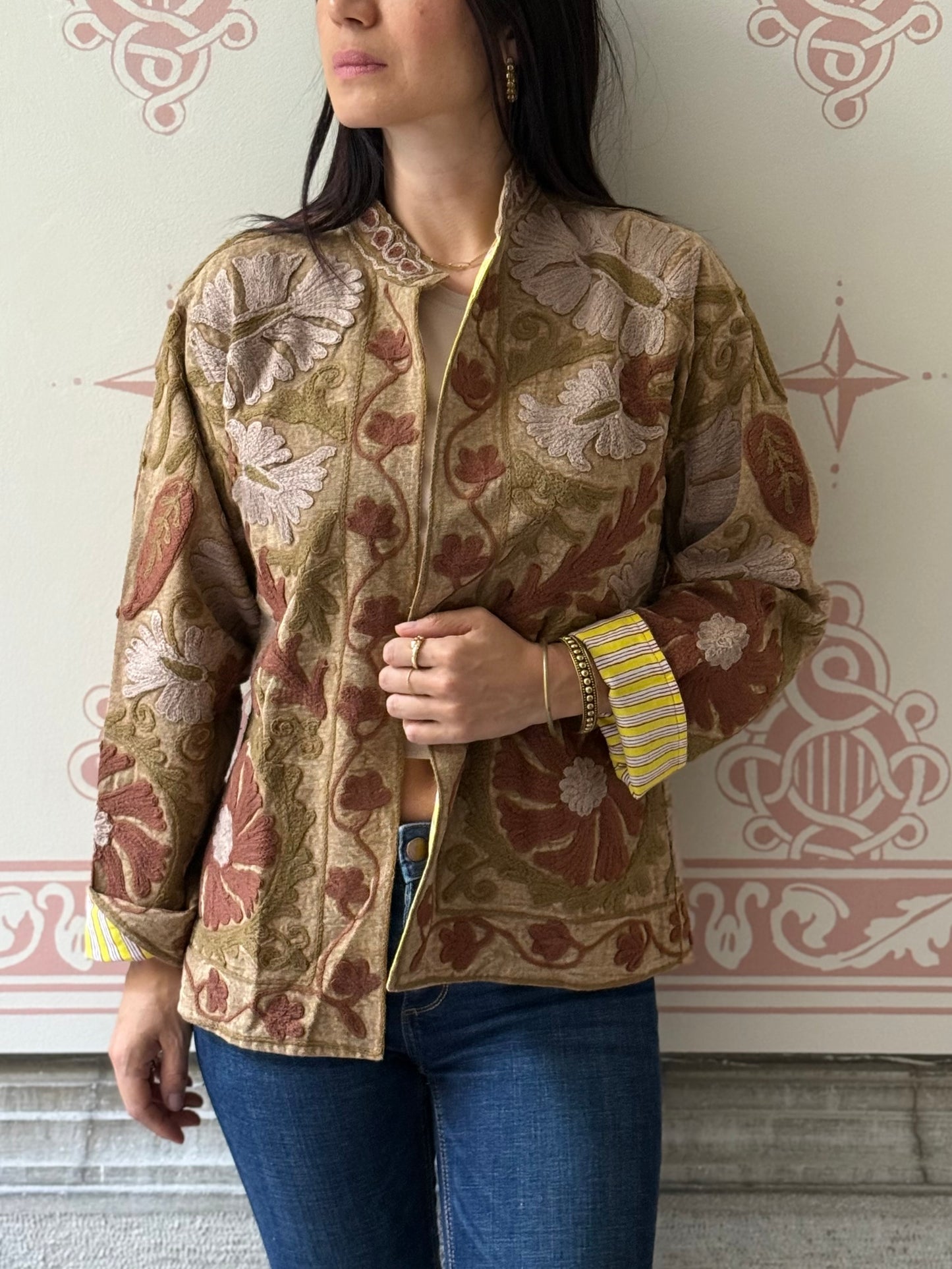 Cotton Suzani Jacket Embroidered Reversible